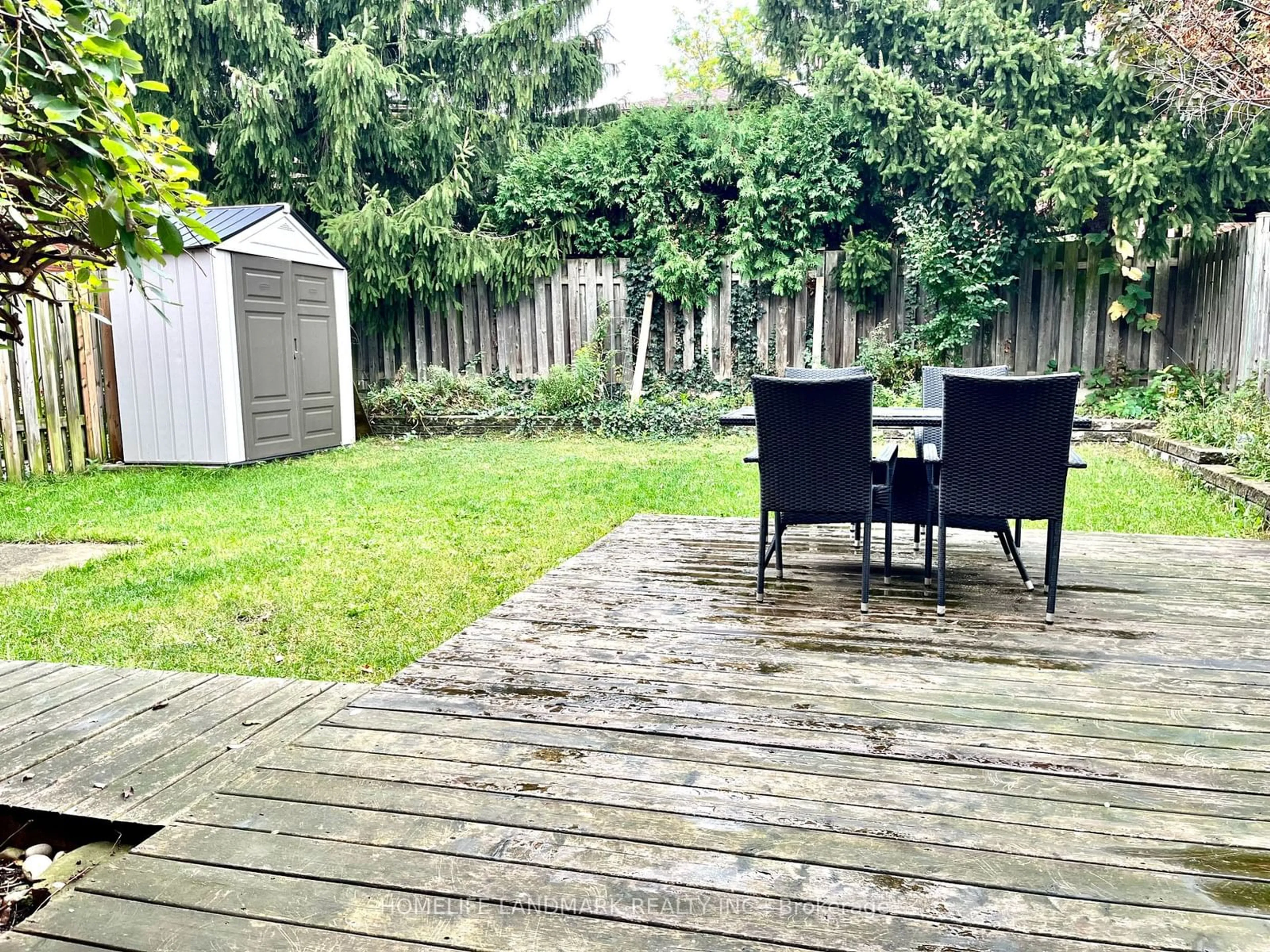 Patio, the fenced backyard for 300 Crerar Dr, Hamilton Ontario L9A 5B5