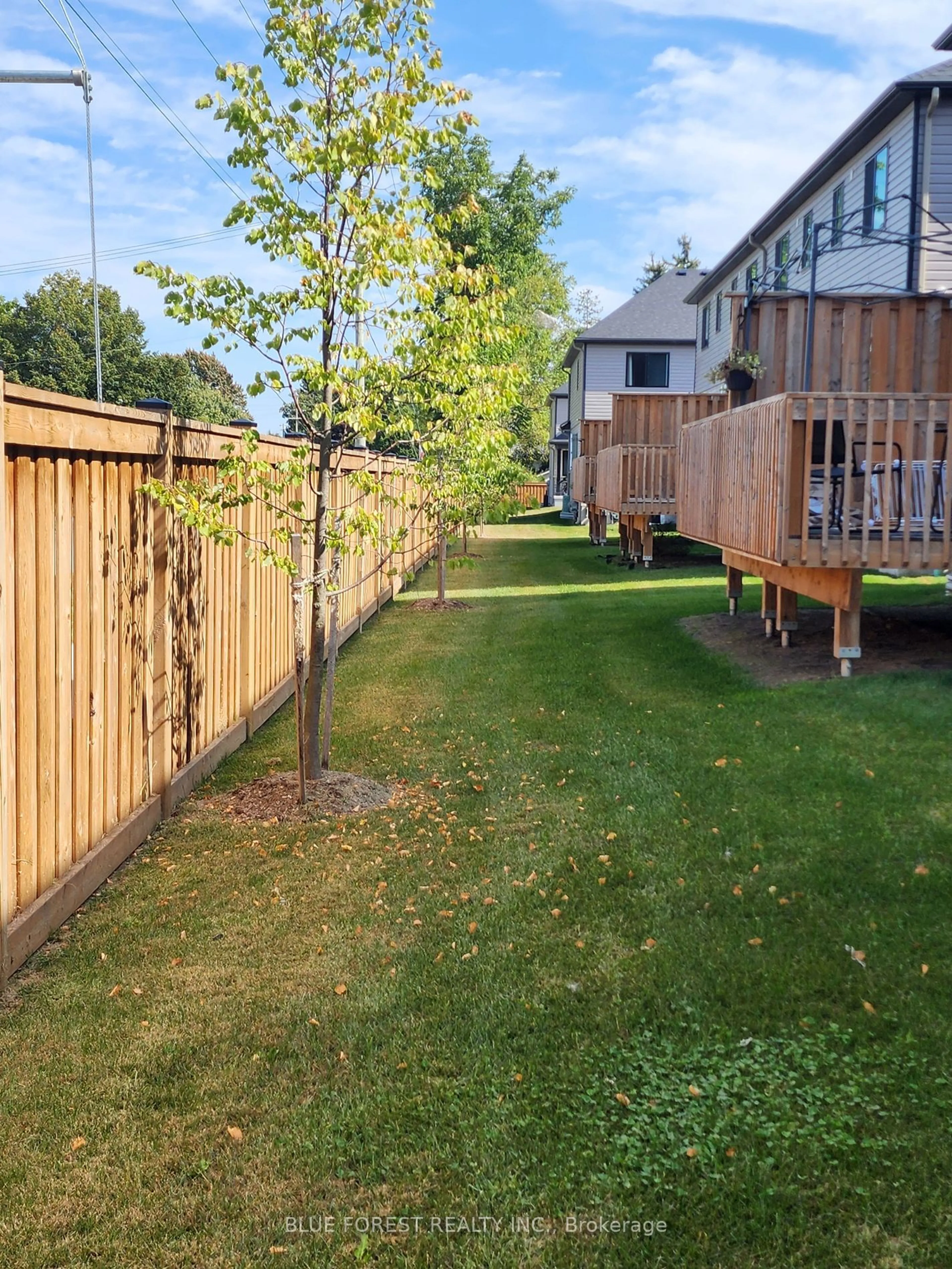 Patio, the fenced backyard for 601 Lions Park Dr #71, Strathroy-Caradoc Ontario N0L 1W0