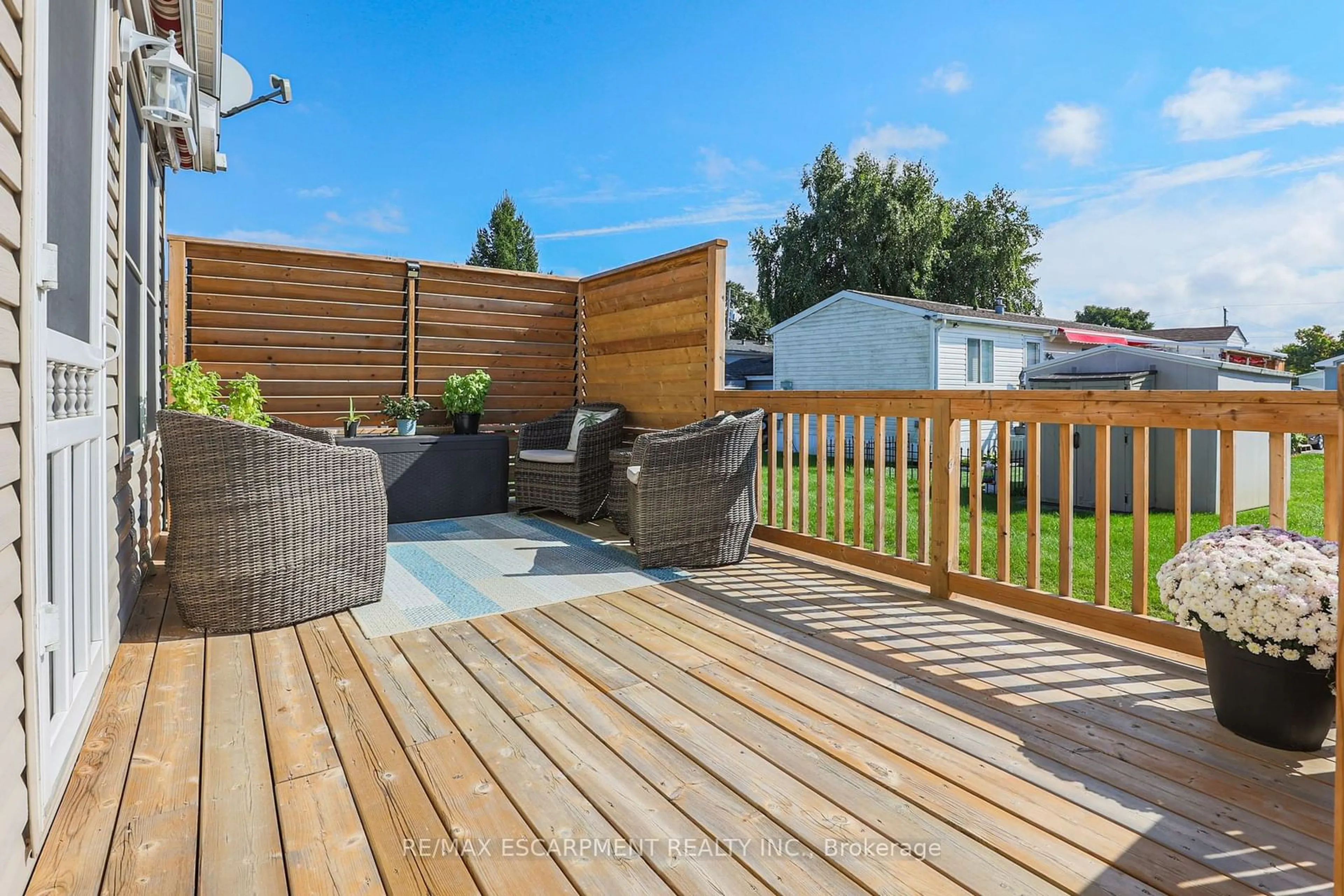 Patio, the fenced backyard for 4576 Sara Lane, Lincoln Ontario L3J 0W1