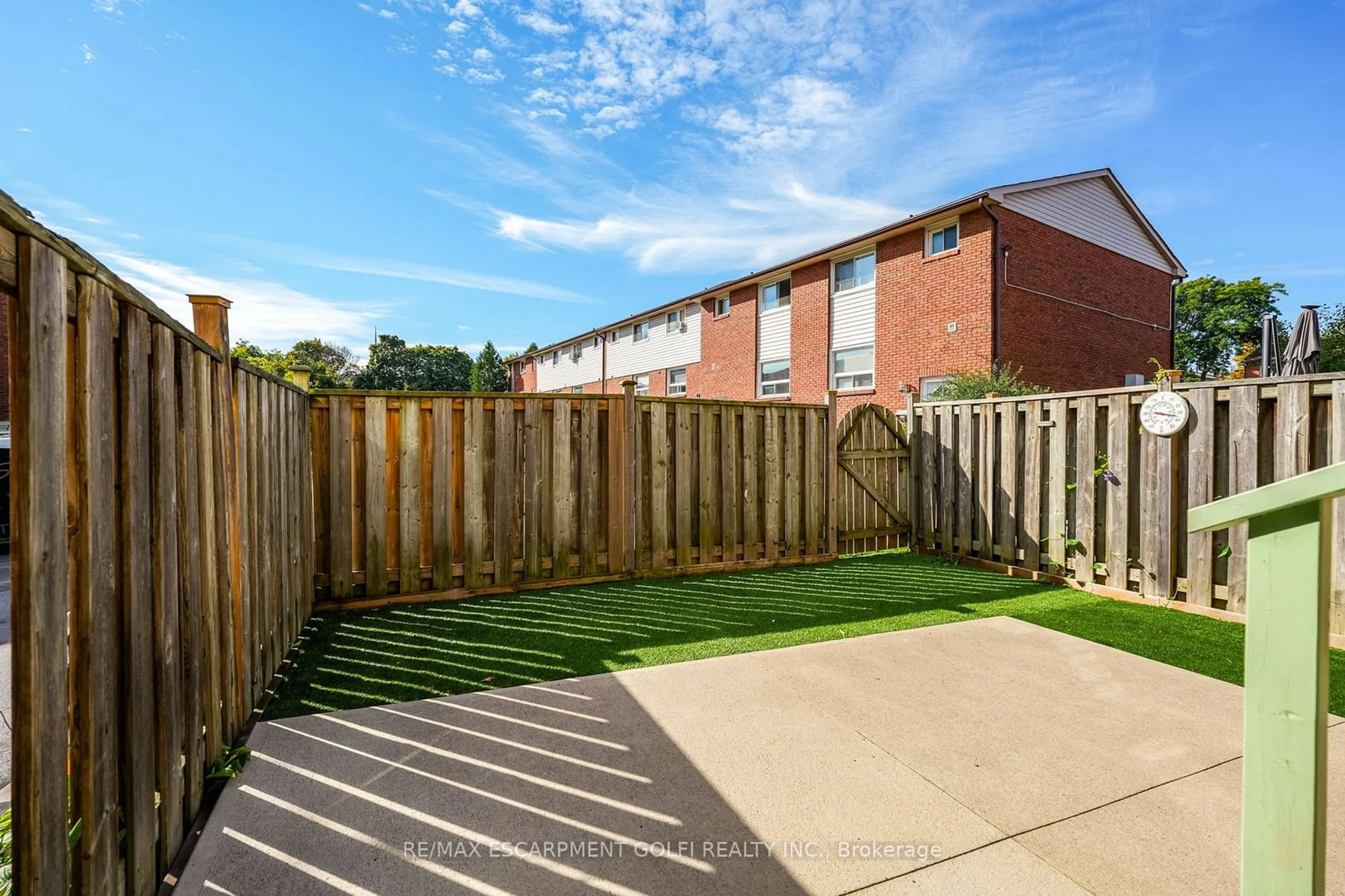 Patio, the fenced backyard for 202 LAVINA Cres #10, Hamilton Ontario L9C 6R8