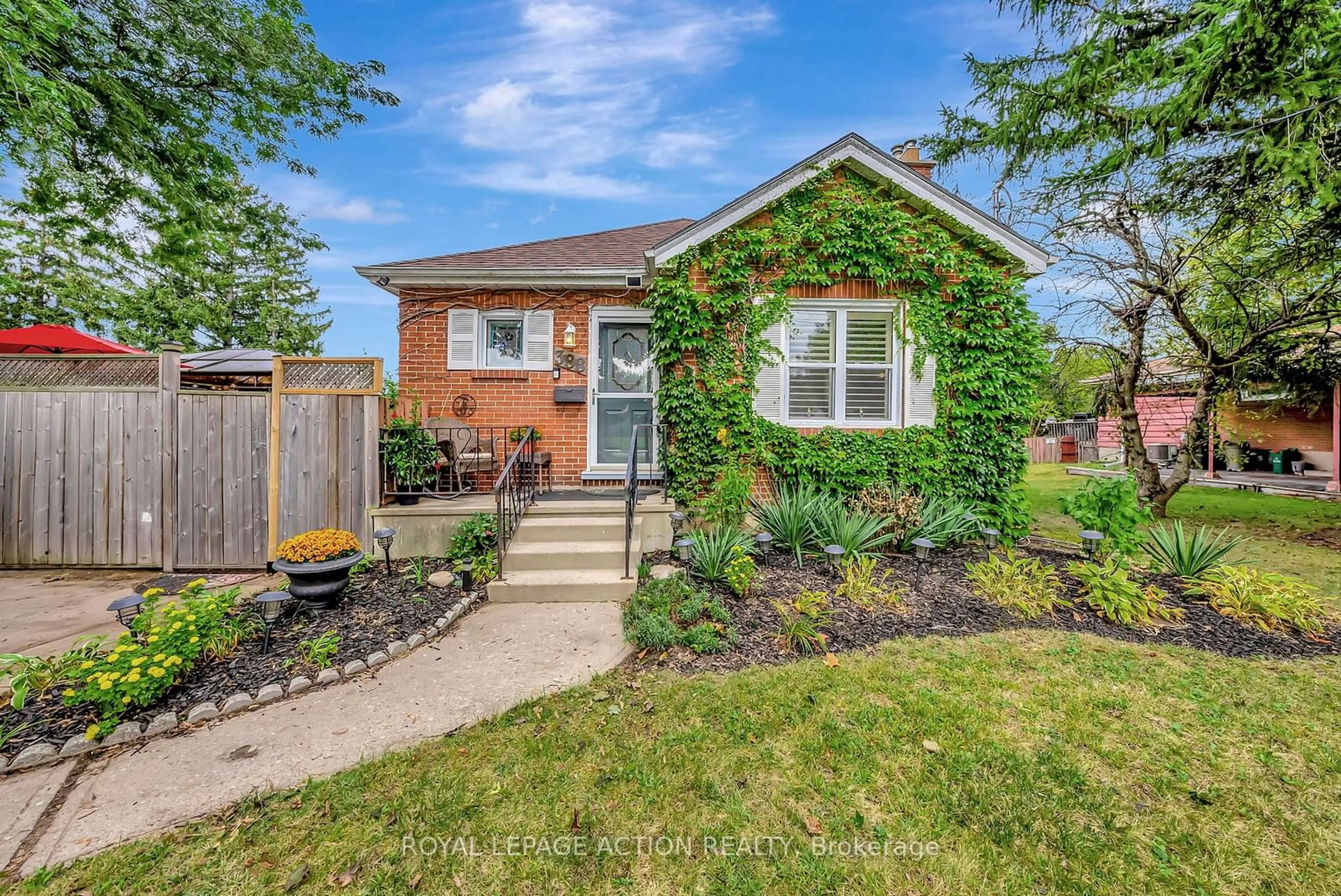 Frontside or backside of a home, the fenced backyard for 388 Marlborough St, Brantford Ontario N3S 4V5