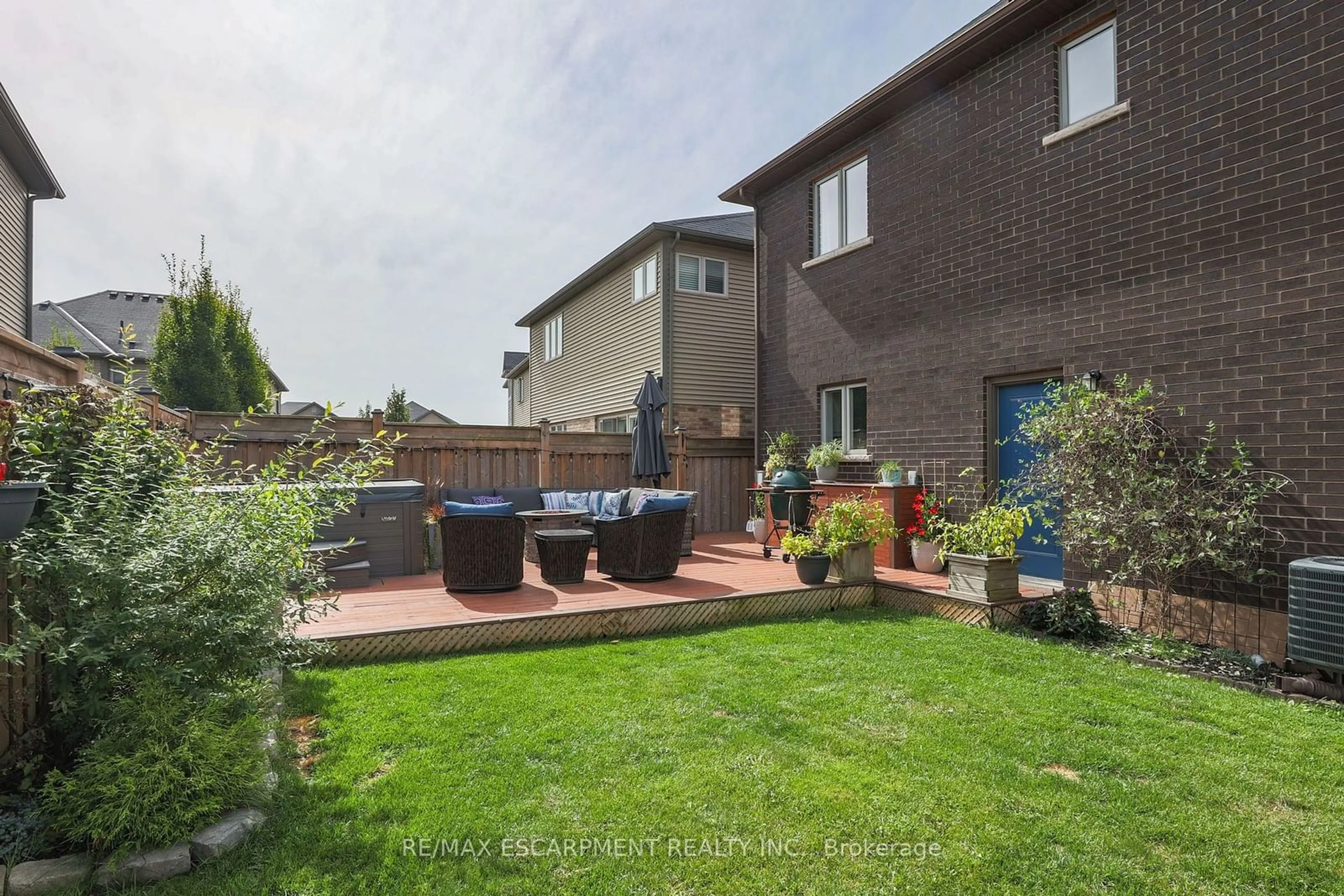 Patio, the fenced backyard for 412 Annalee Dr, Hamilton Ontario L9G 0E1