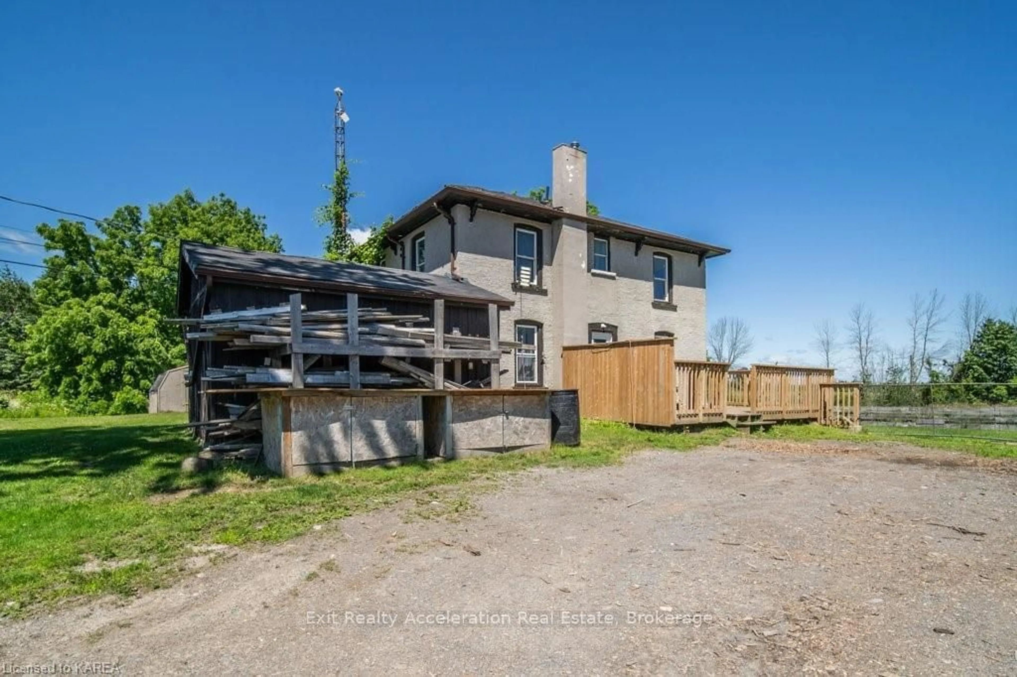 A pic from exterior of the house or condo, the fenced backyard for 71 GOODYEAR Rd, Greater Napanee Ontario K7R 3L2