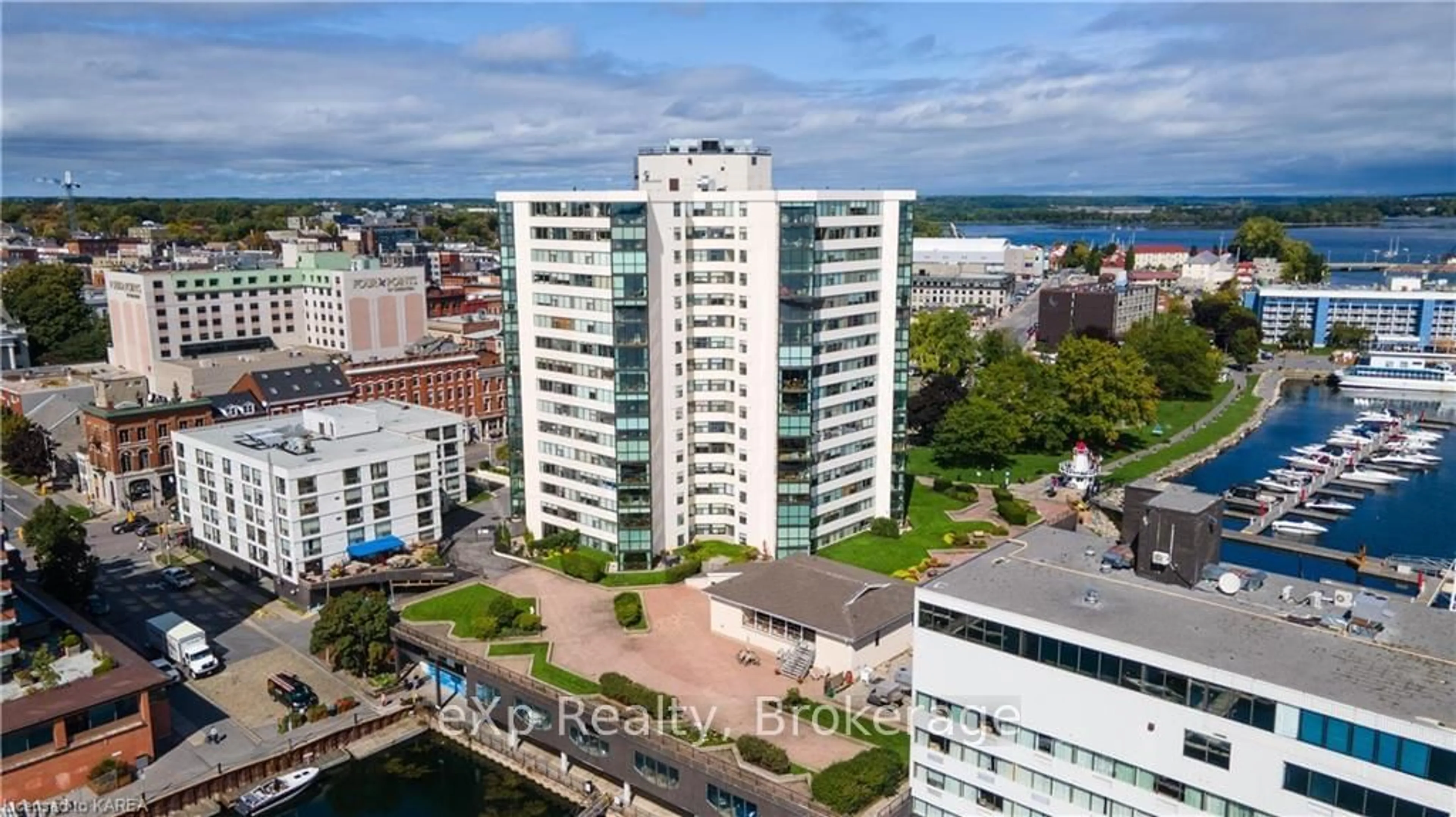 A pic from exterior of the house or condo, the view of city buildings for 185 ONTARIO St #1407, Kingston Ontario K7L 2Y7