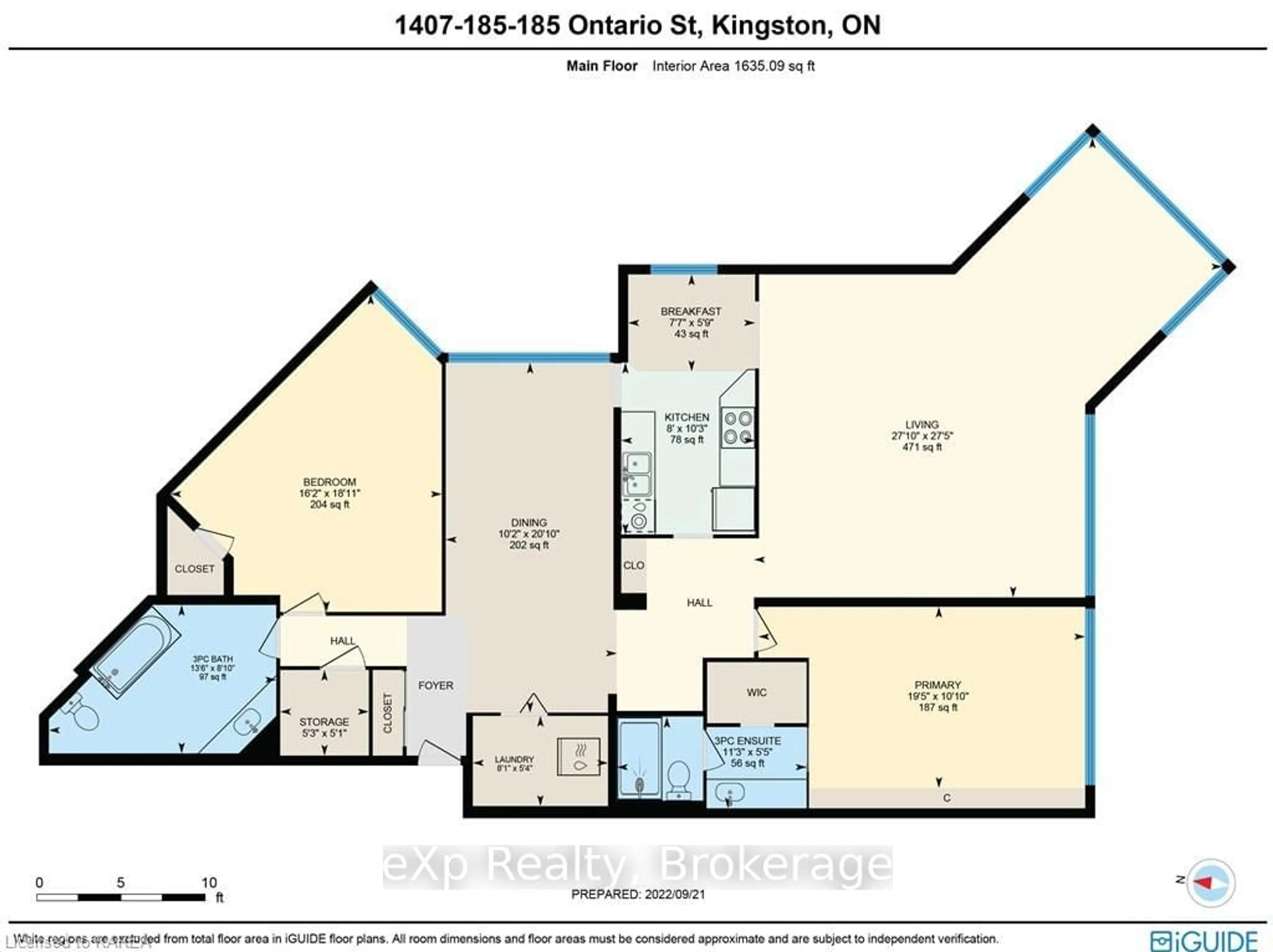 Floor plan for 185 ONTARIO St #1407, Kingston Ontario K7L 2Y7