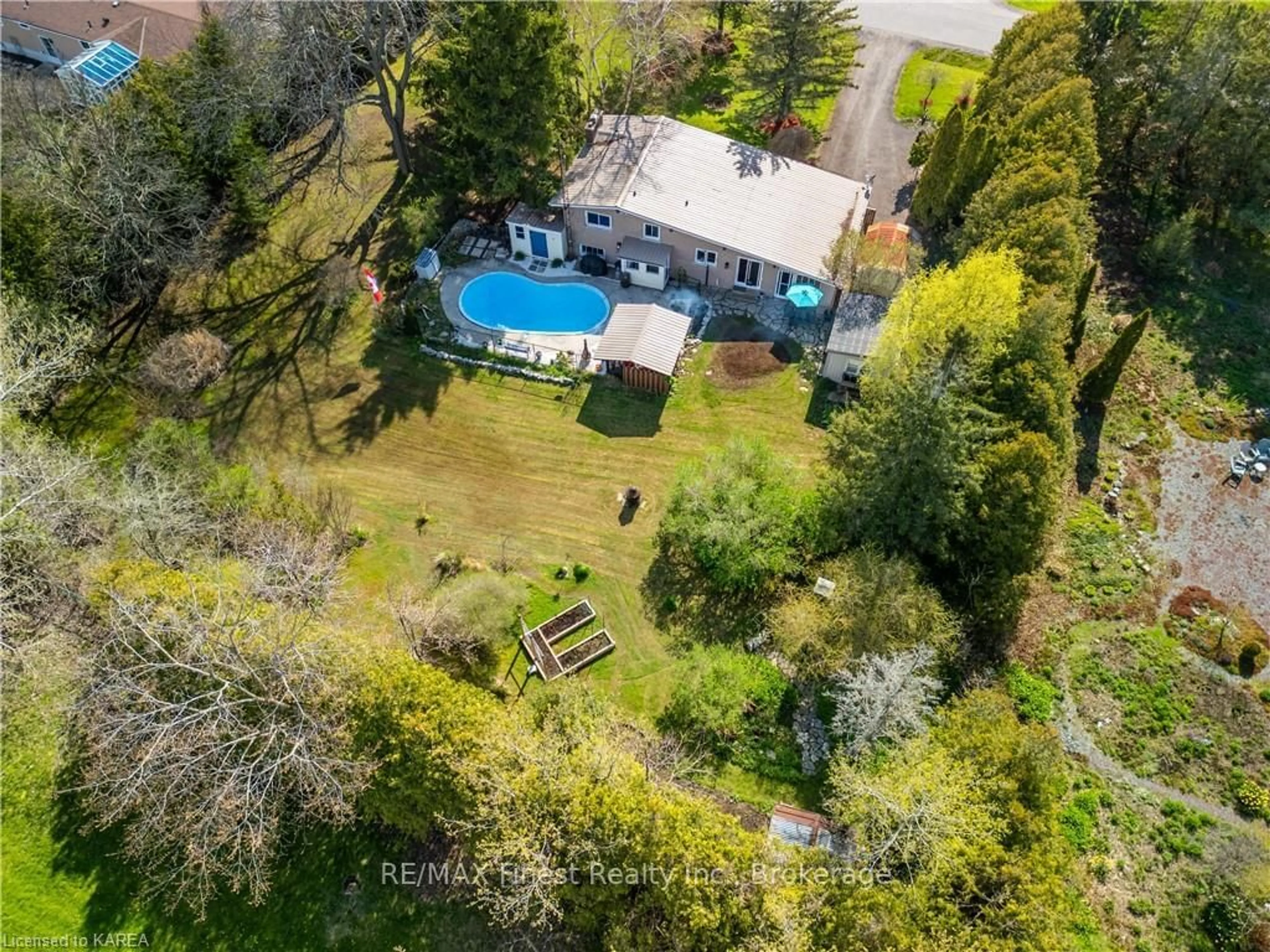 Frontside or backside of a home, the fenced backyard for 201 OLD ORCHARD Rd, Greater Napanee Ontario K0H 1G0