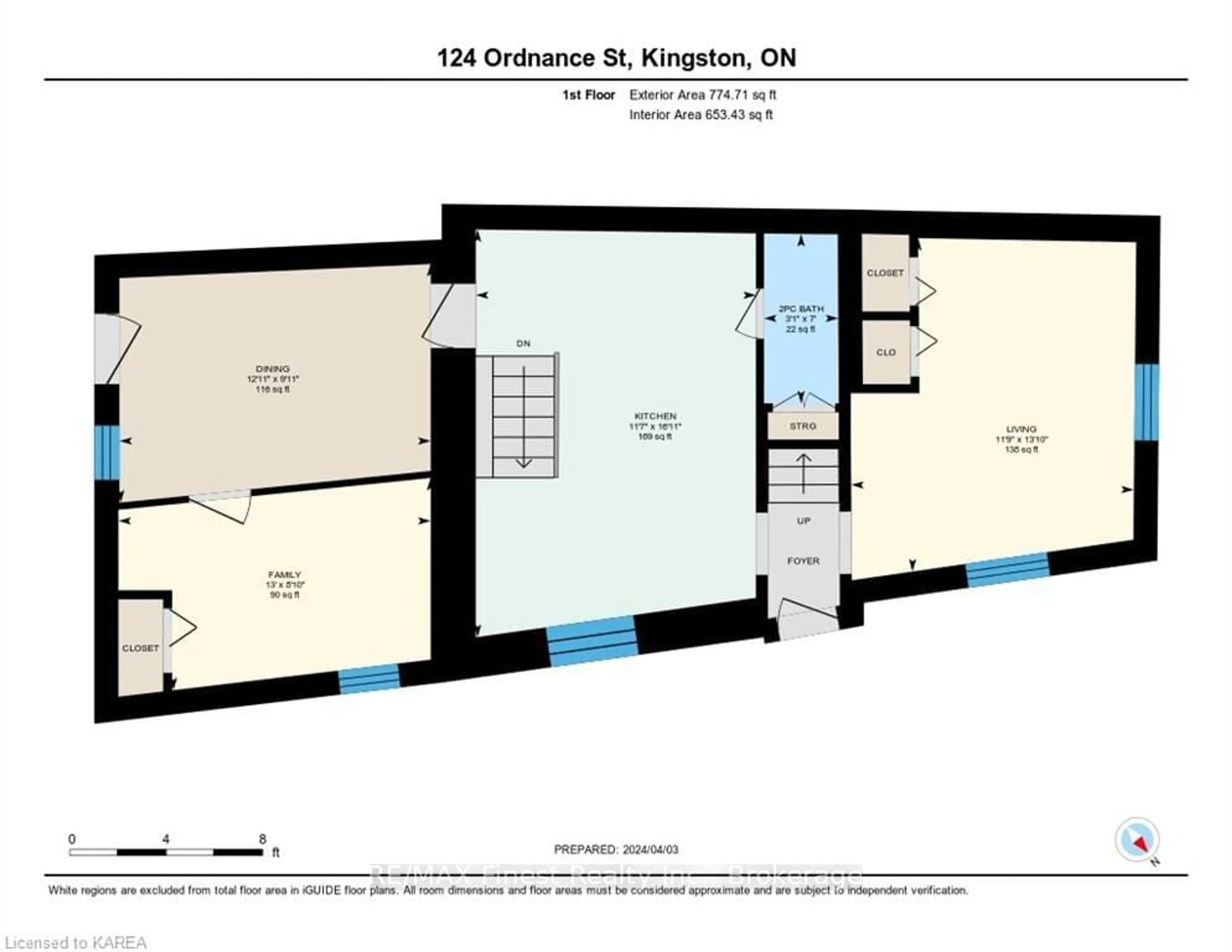 Floor plan for 124 ORDNANCE St, Kingston Ontario K7K 1G6