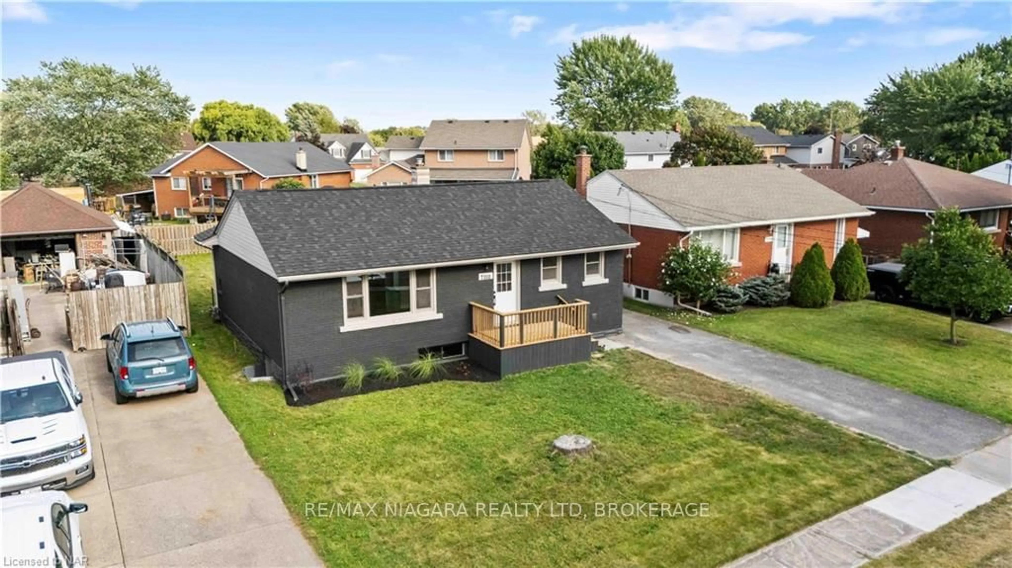 Frontside or backside of a home, the fenced backyard for 7310 FERN Ave, Niagara Falls Ontario L2G 5H2