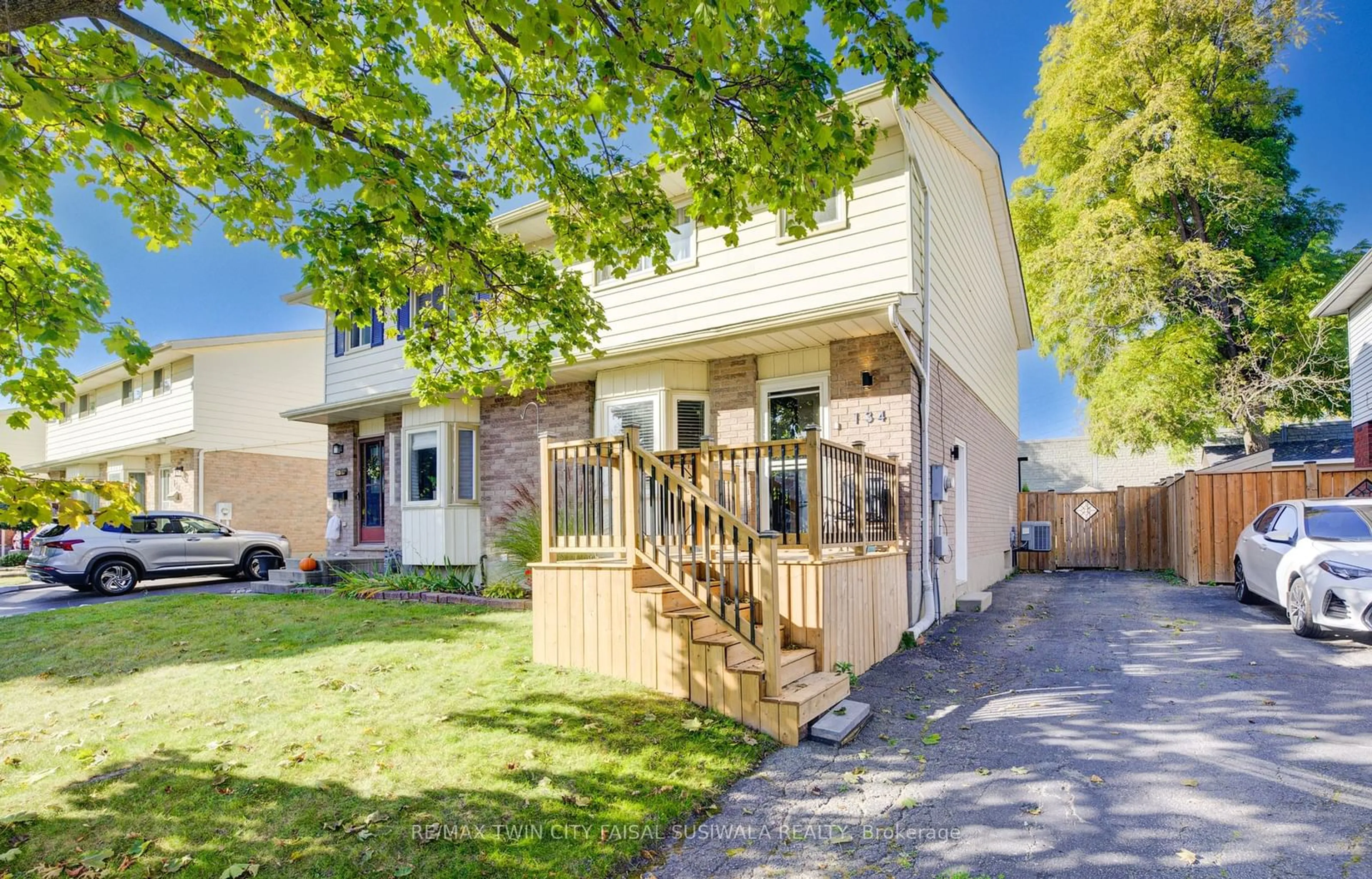 A pic from exterior of the house or condo, the fenced backyard for 134 Marmel Crt, Cambridge Ontario N3H 5J2