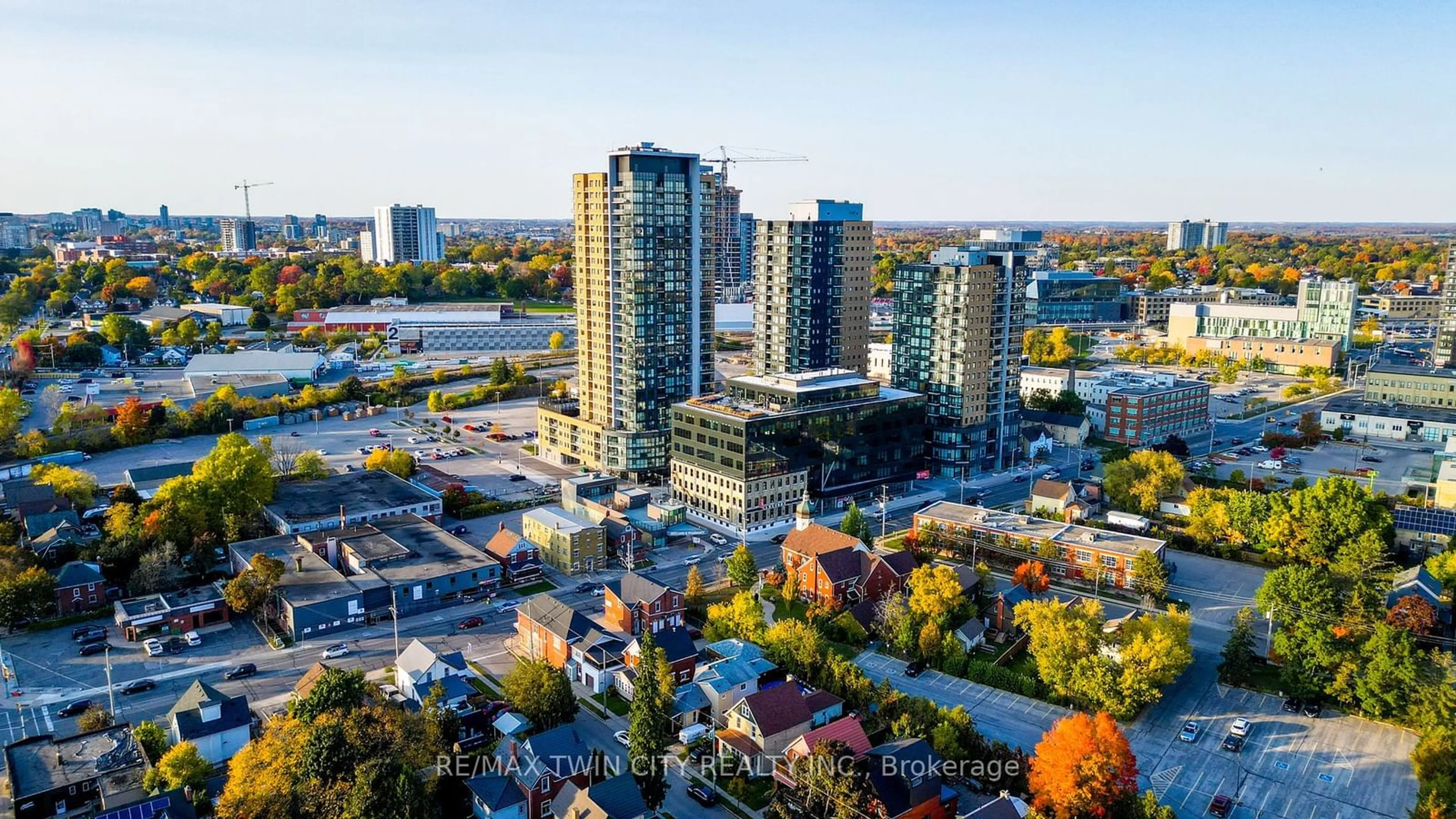 A pic from exterior of the house or condo, the view of city buildings for 108 Garment St #713, Waterloo Ontario N2G 0E2