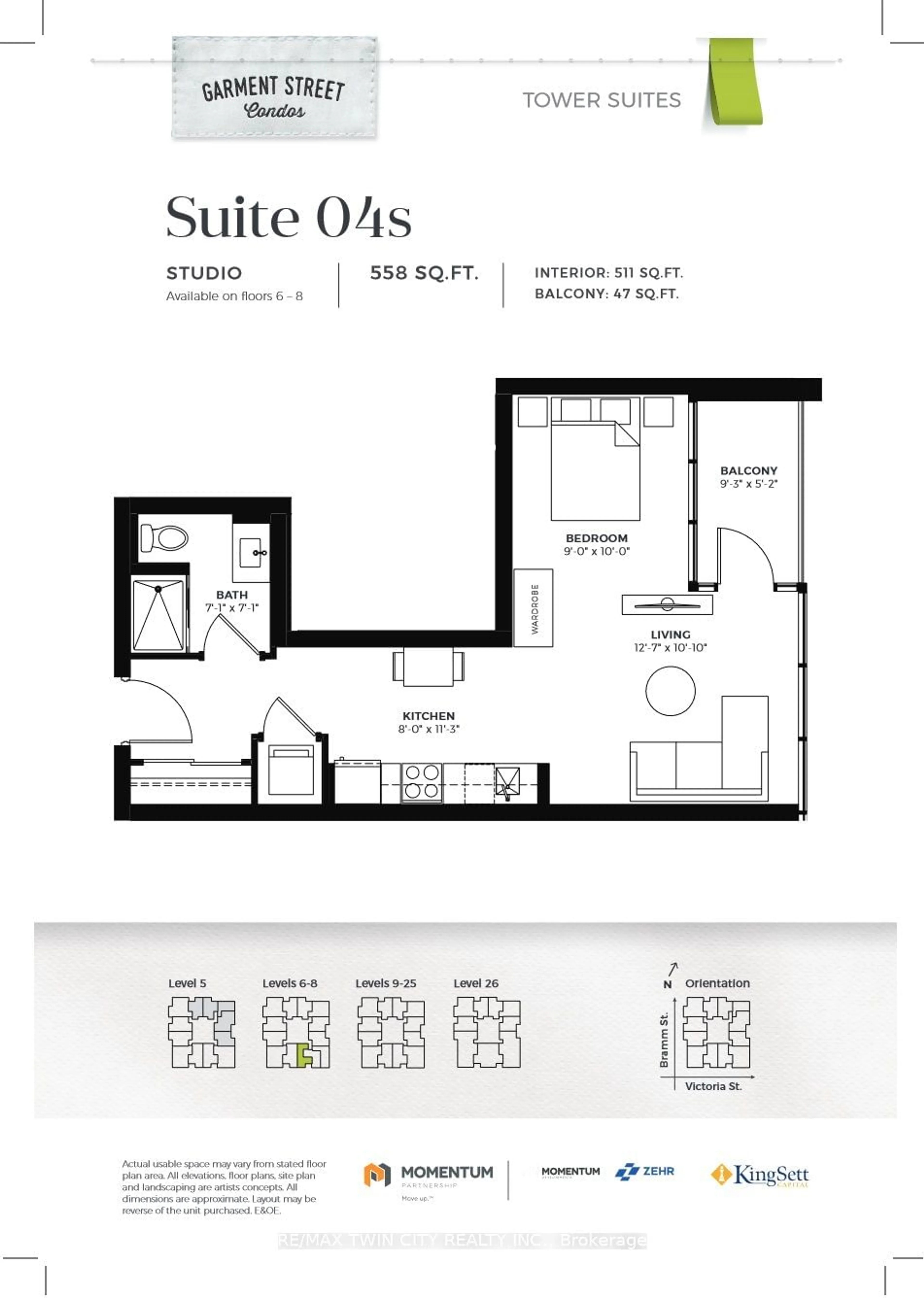 Floor plan for 108 Garment St #713, Waterloo Ontario N2G 0E2