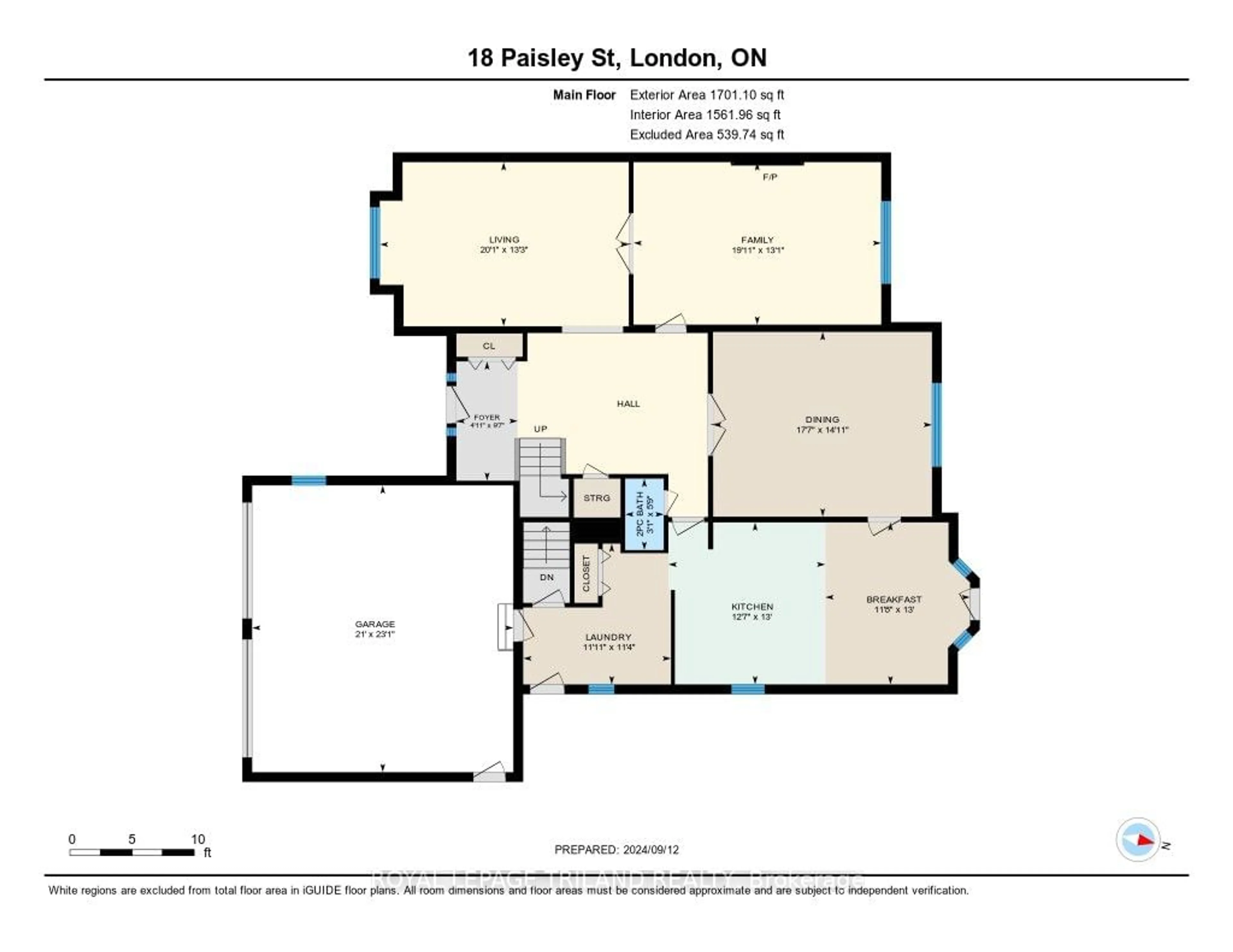 Floor plan for 18 Paisley St, London Ontario N5X 3J3