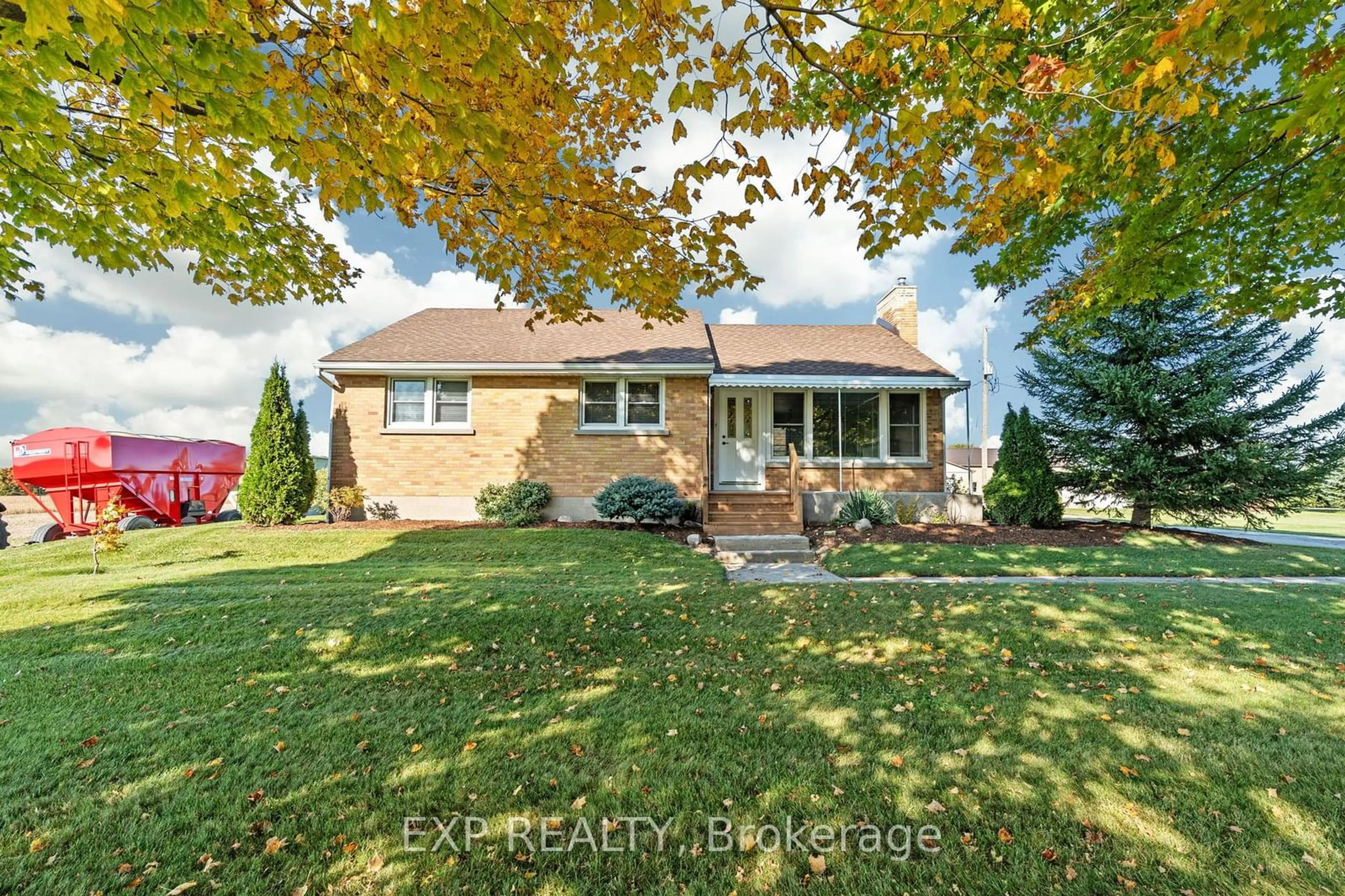 Frontside or backside of a home, the fenced backyard for 2444 Elginfield Rd, North Middlesex Ontario N0M 2K0