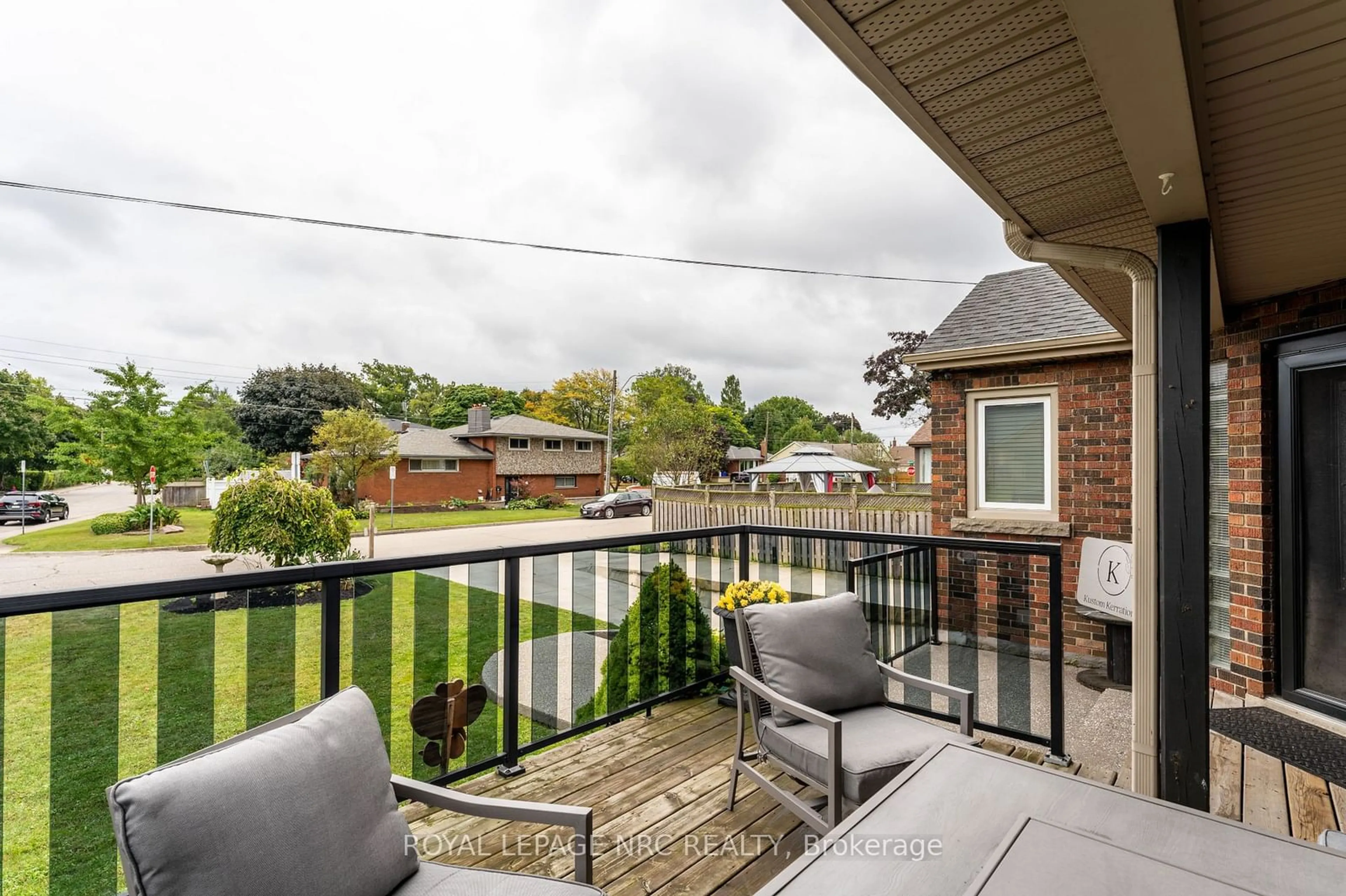 Patio, the fenced backyard for 18 Irving Pl, Hamilton Ontario L8T 3R3