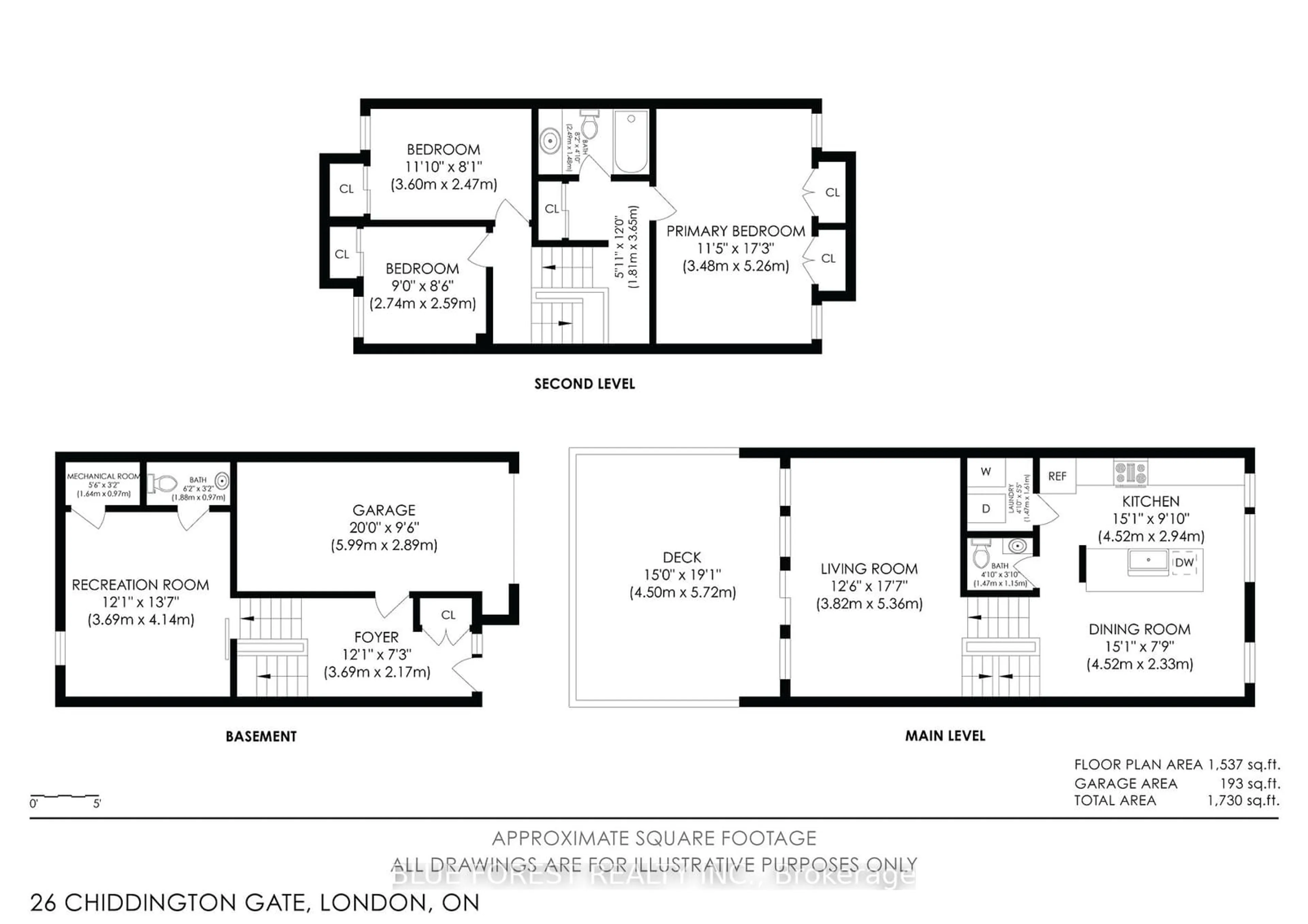 Floor plan for 26 Chiddington Gate, London Ontario N6C 4Y3