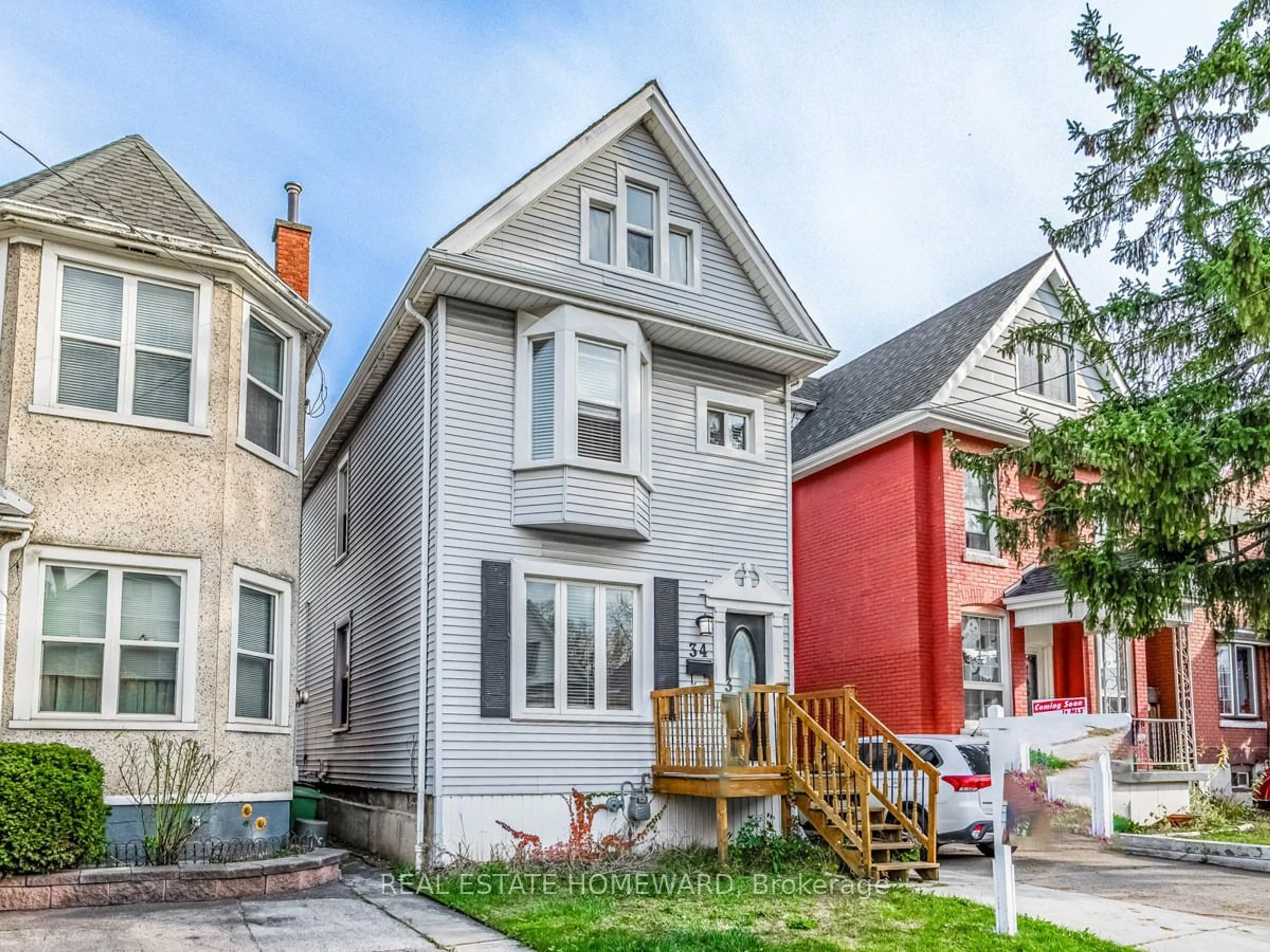 Frontside or backside of a home, the street view for 34 Fairview Ave, Hamilton Ontario L8L 7B4