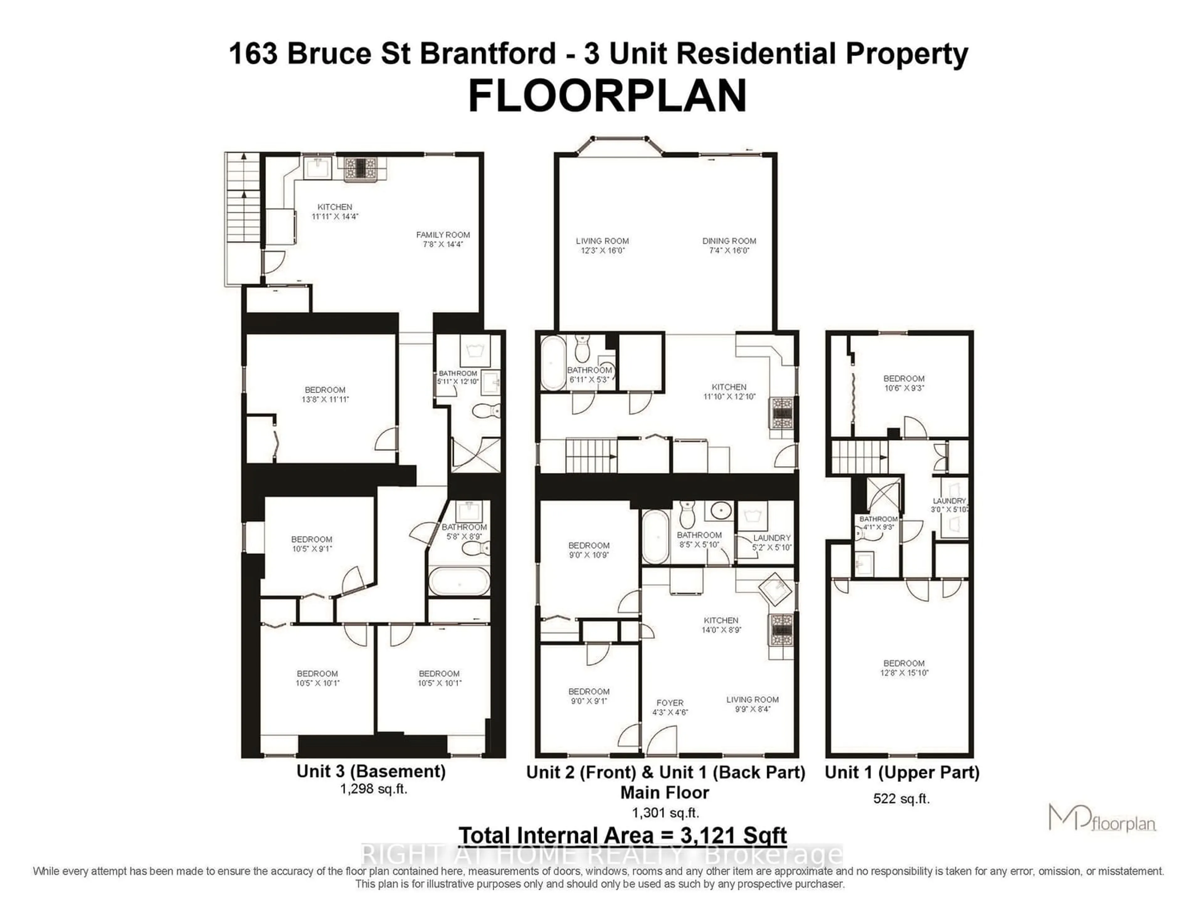 Floor plan for 163 Bruce St, Brantford Ontario N3S 4Z3