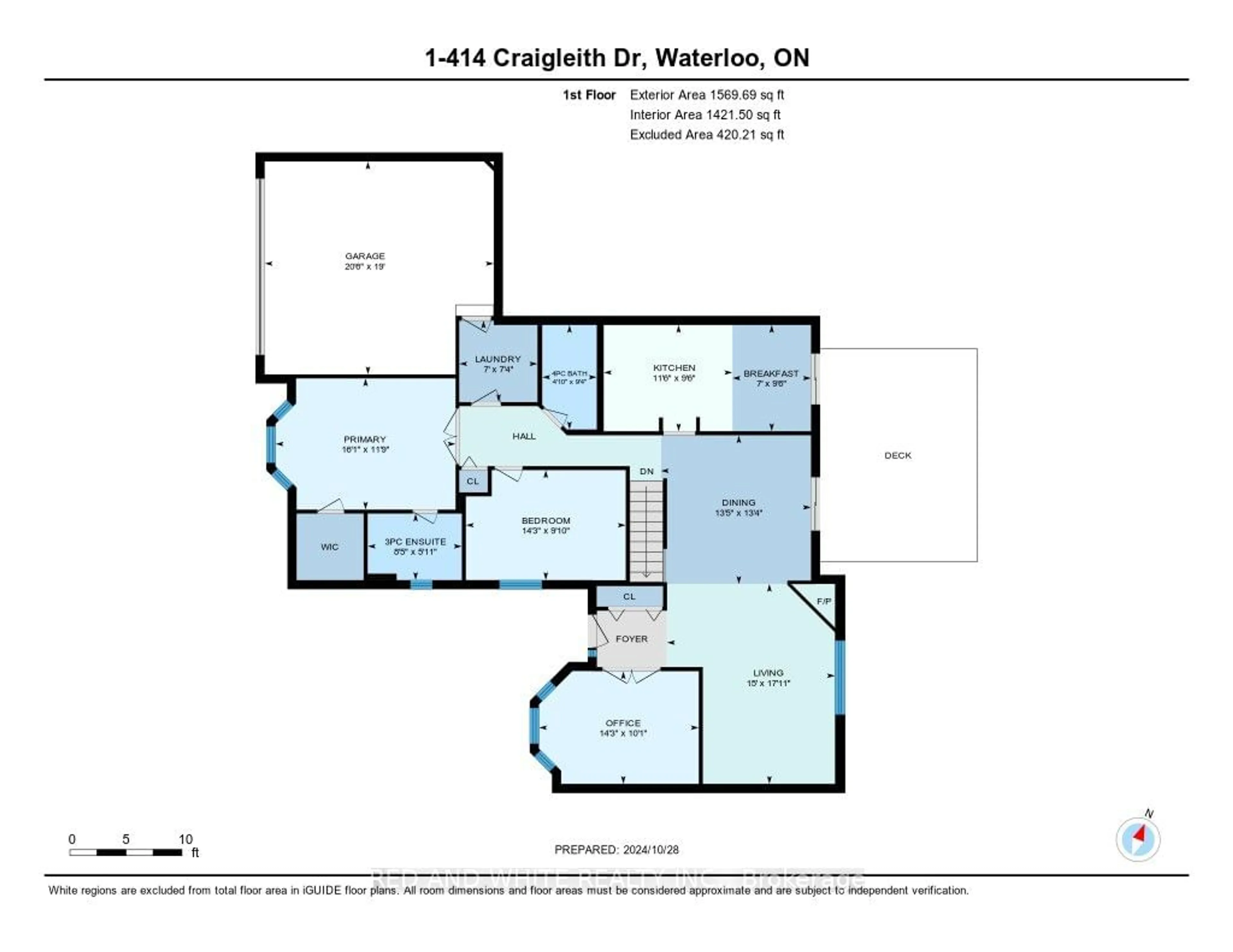 Floor plan for 414 Craigleith Dr #1, Waterloo Ontario N2L 5T2