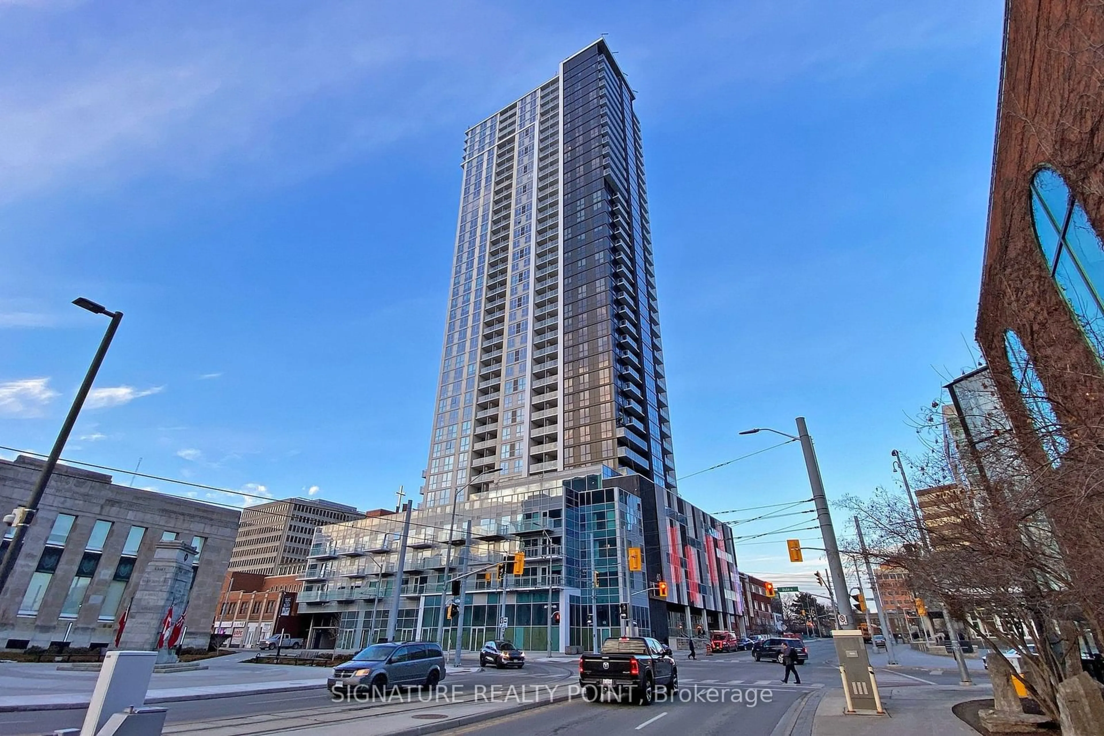 A pic from exterior of the house or condo, the street view for 60 Frederick St #1907, Kitchener Ontario N2H 0C7