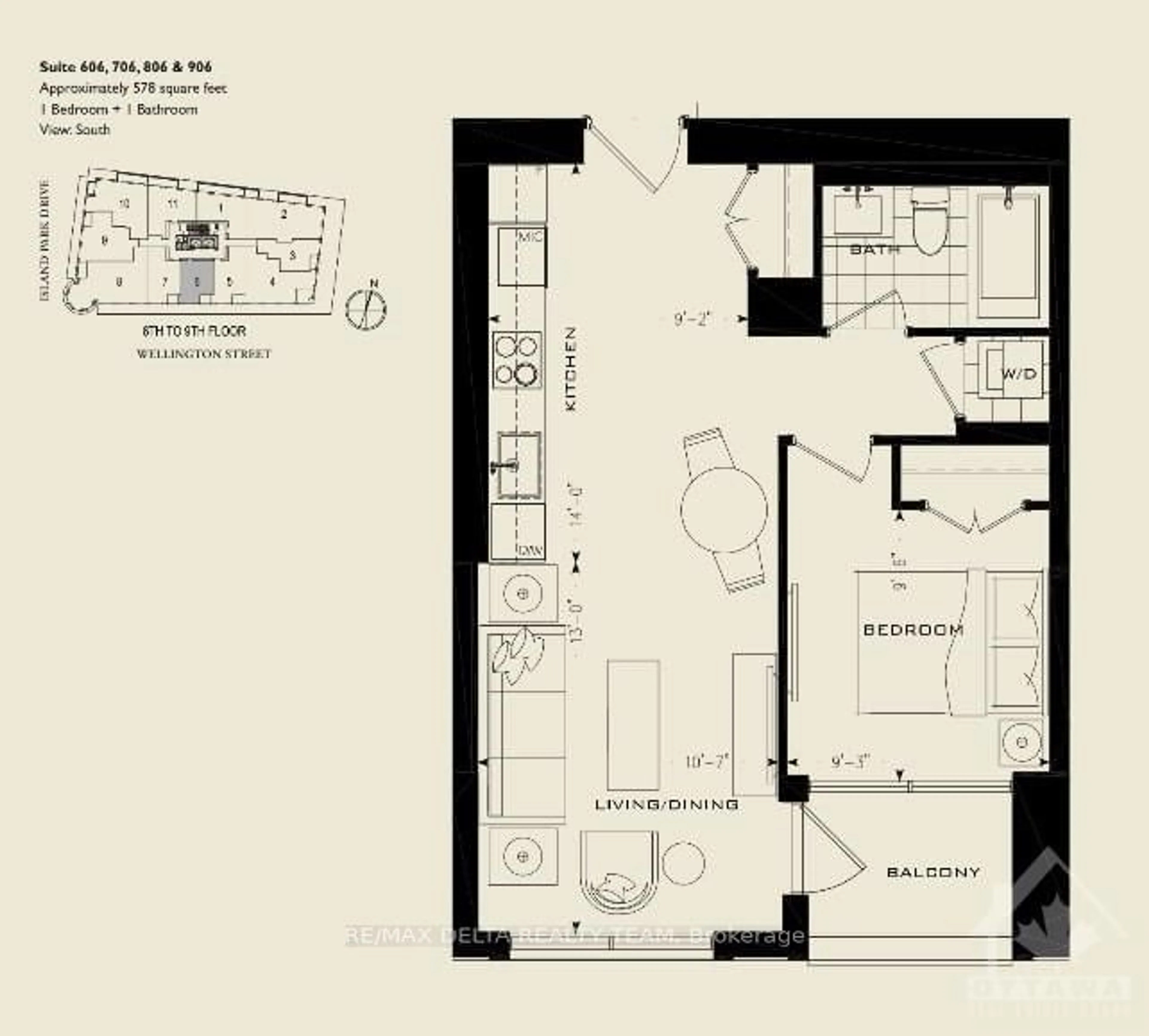 Floor plan for 1451 WELLINGTON St #806, Tunneys Pasture and Ottawa West Ontario K1Y 2X3