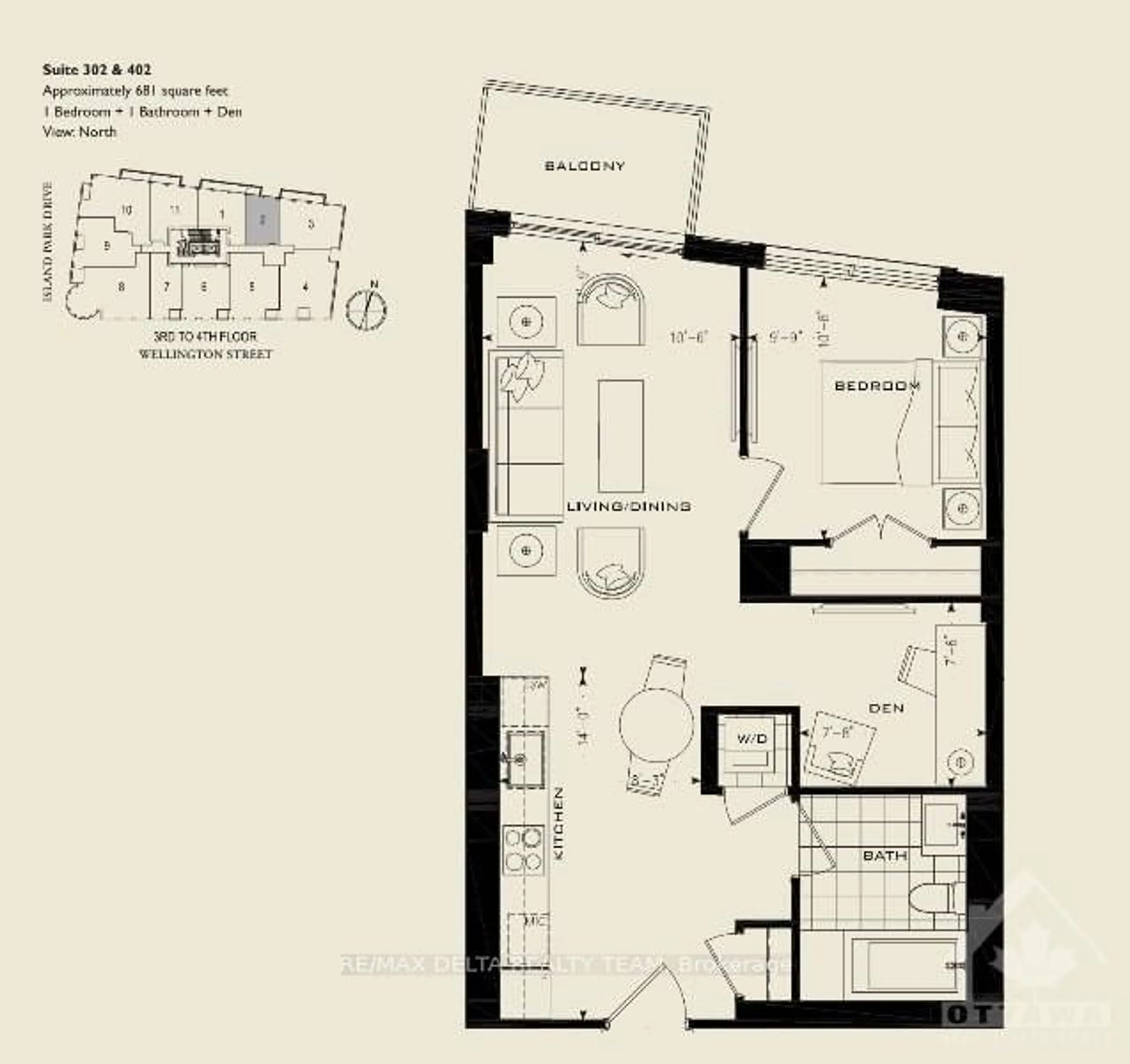 Floor plan for 1451 WELLINGTON St #302, Tunneys Pasture and Ottawa West Ontario K1Y 2X3