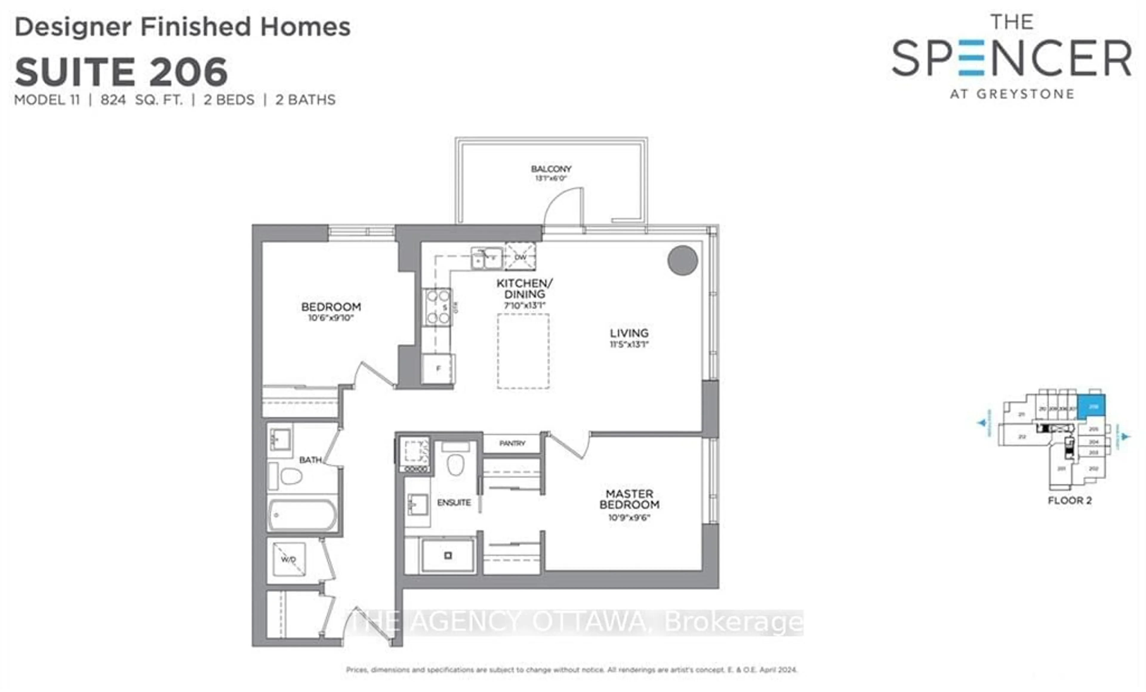 Floor plan for 360 DESCHATELETS Ave #206, Glebe - Ottawa East and Area Ontario K1S 5T8