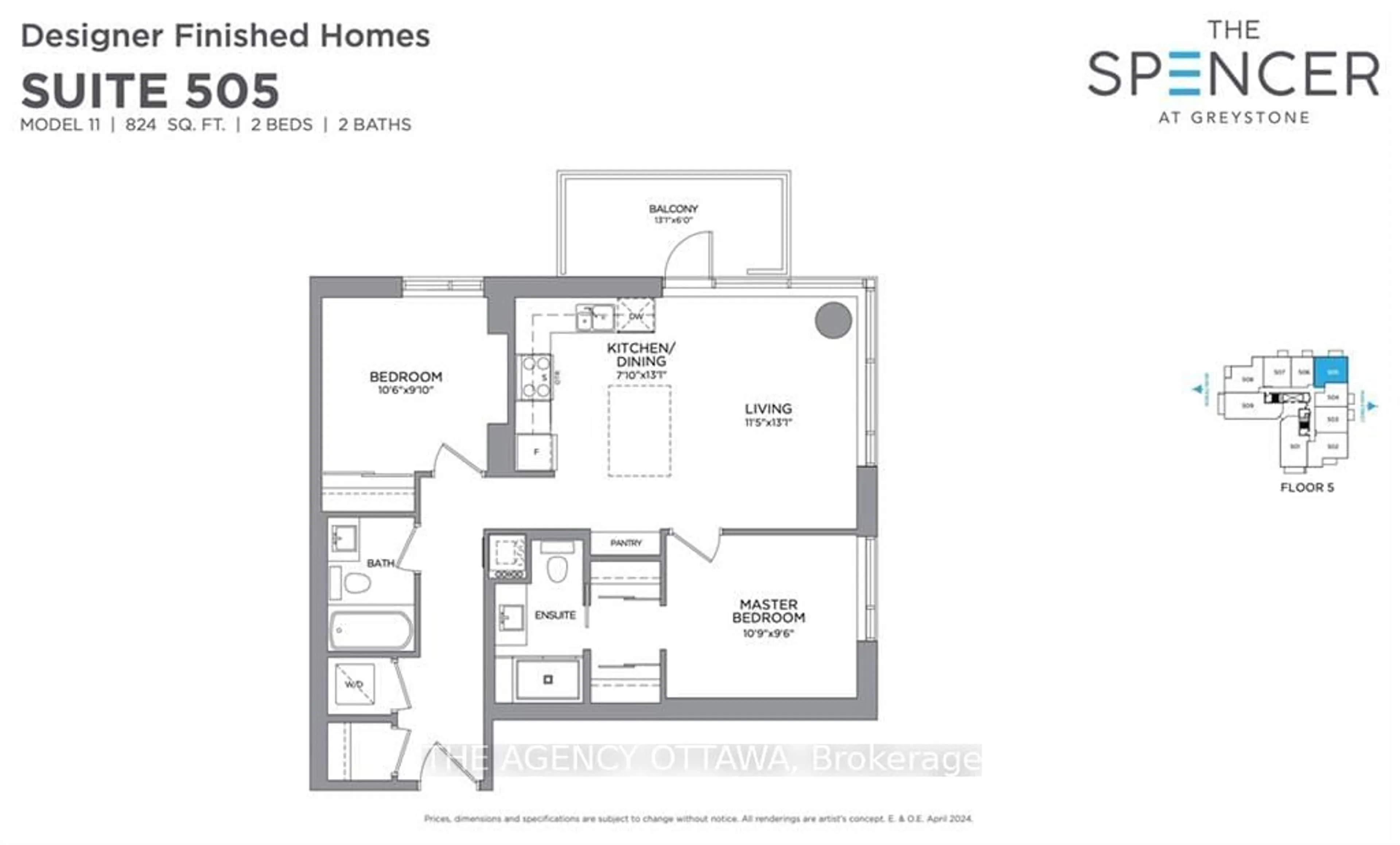 Floor plan for 360 DESCHATELETS Ave #505, Glebe - Ottawa East and Area Ontario K1S 5T8