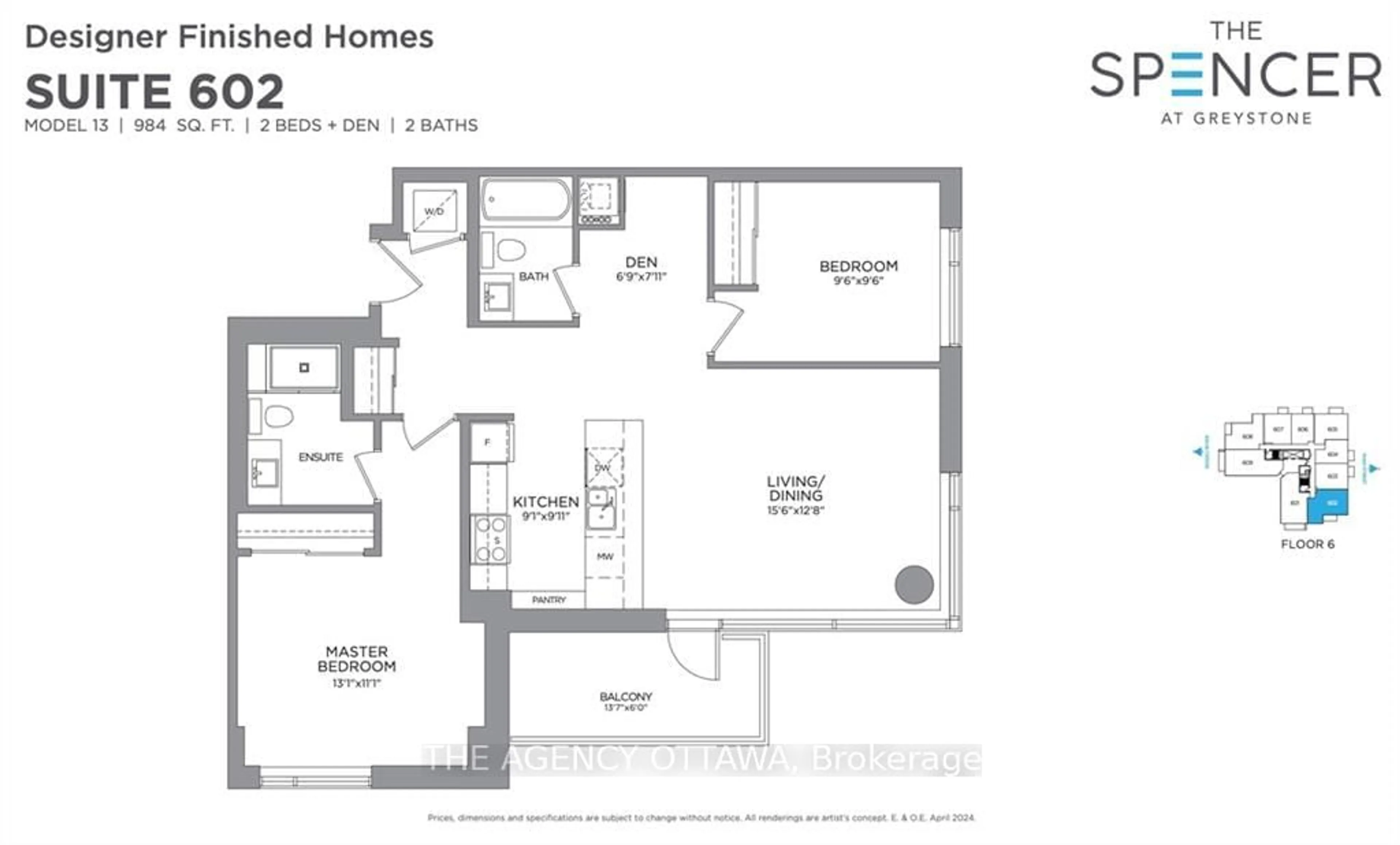 Floor plan for 360 DESCHATELETS Ave #602, Glebe - Ottawa East and Area Ontario K1S 5T8