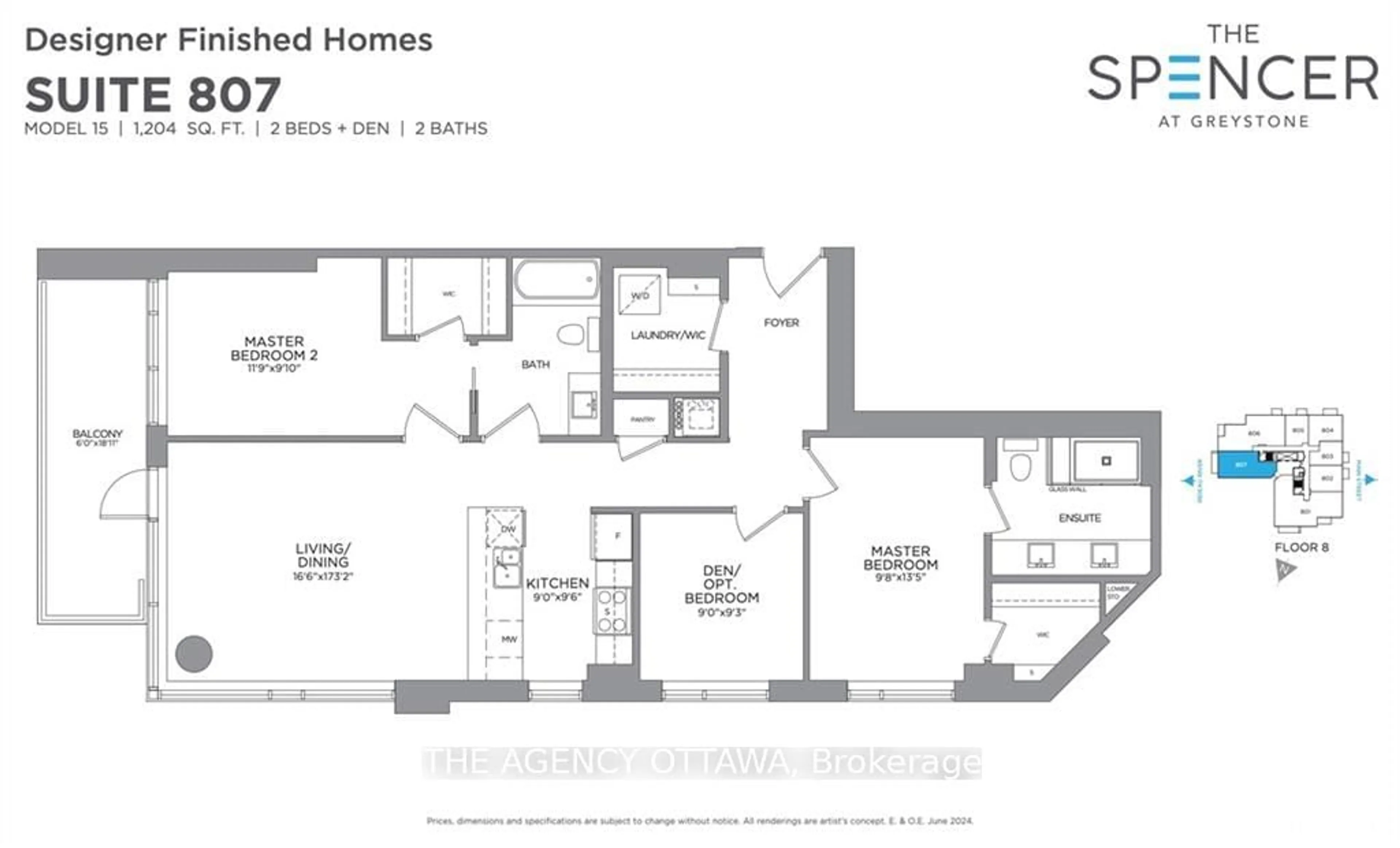 Floor plan for 360 DESCHATELETS Ave #807, Glebe - Ottawa East and Area Ontario K1S 5T8