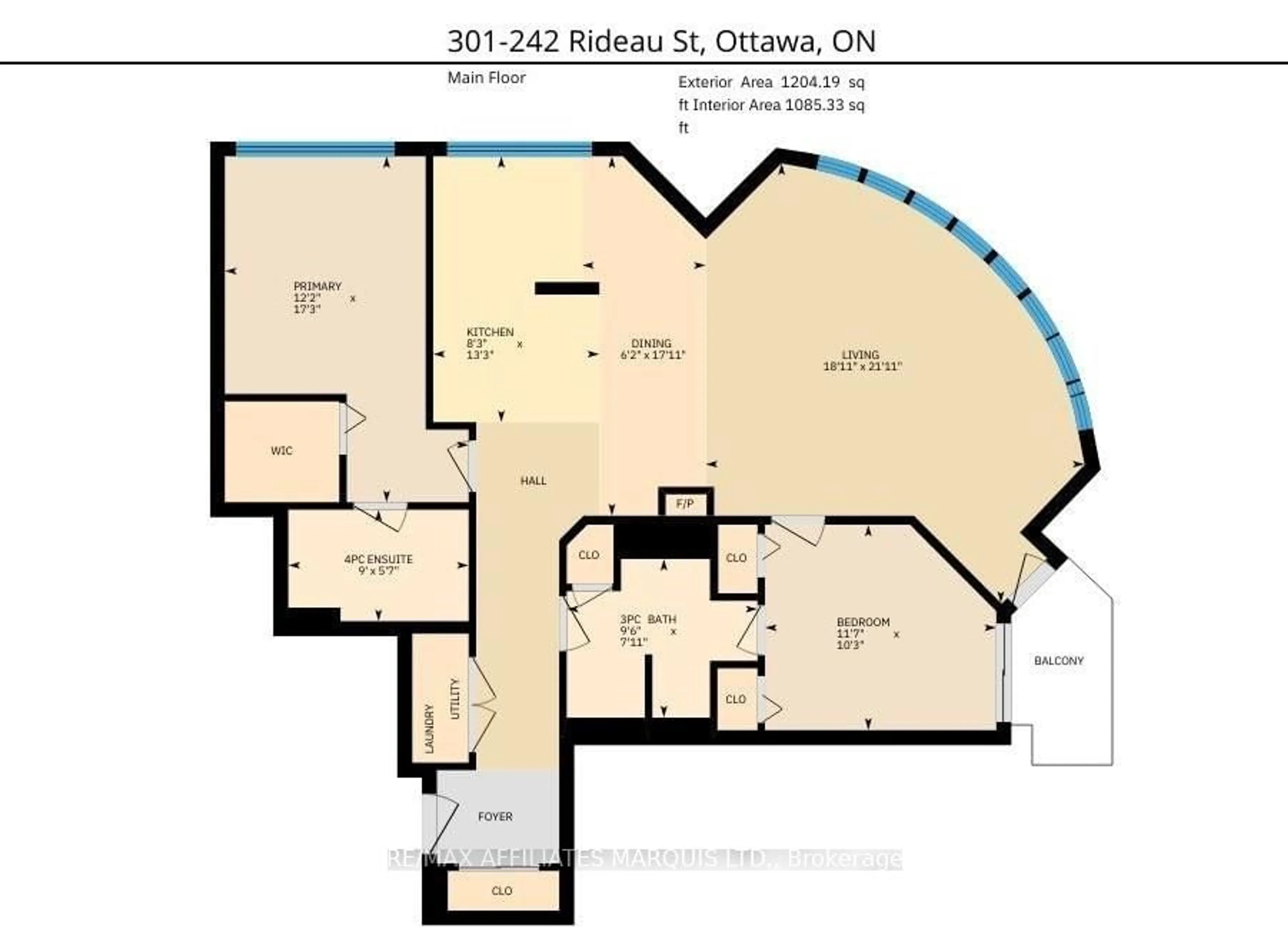 Floor plan for 242 RIDEAU St #301, Lower Town - Sandy Hill Ontario K1N 0B7