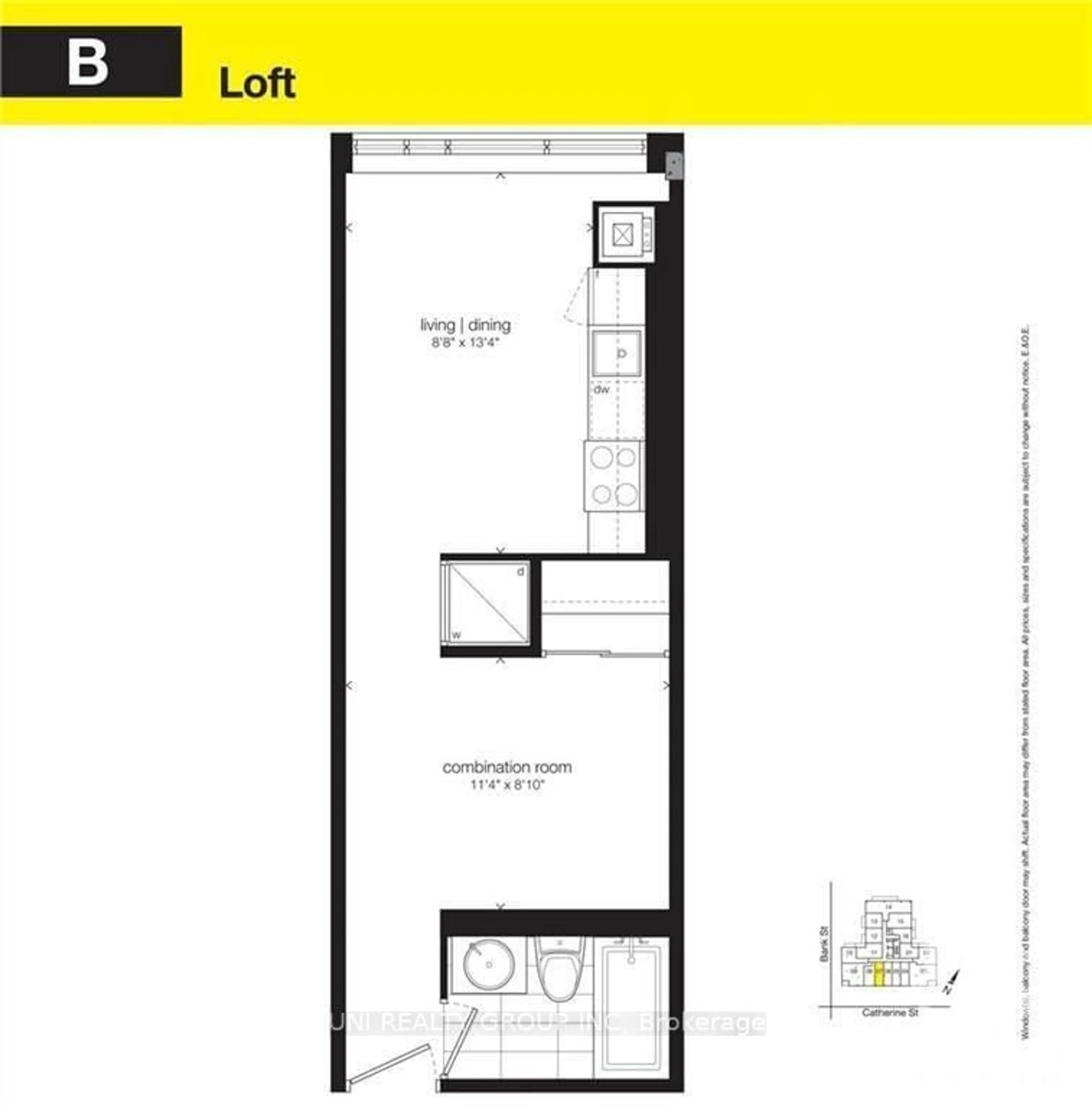 Floor plan for 203 CATHERINE St #507, Ottawa Centre Ontario K2J 1J5