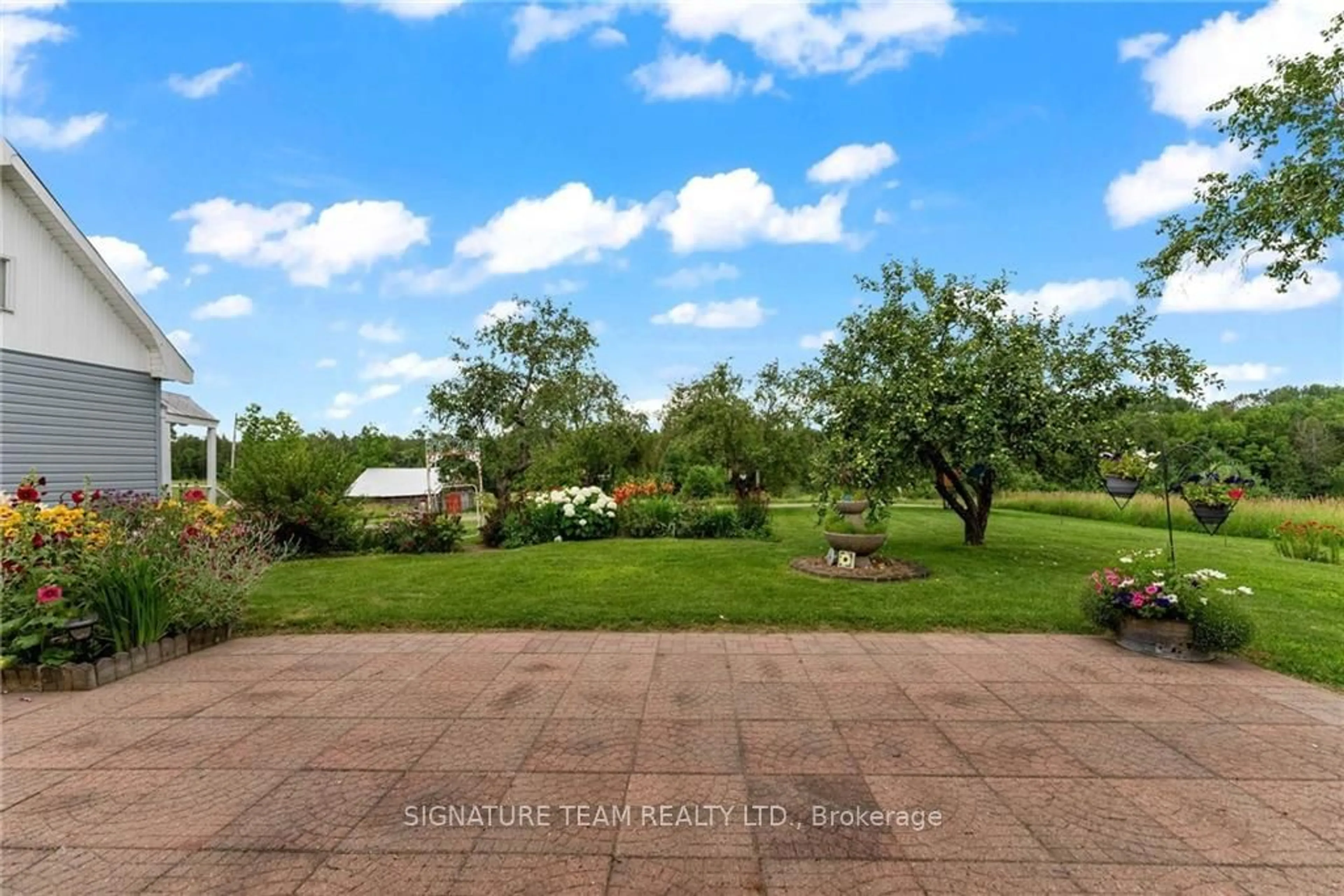 Patio, the fenced backyard for 108 BELLAS Lane, Brudenell, Lyndoch and Raglan Ontario K0J 2E0