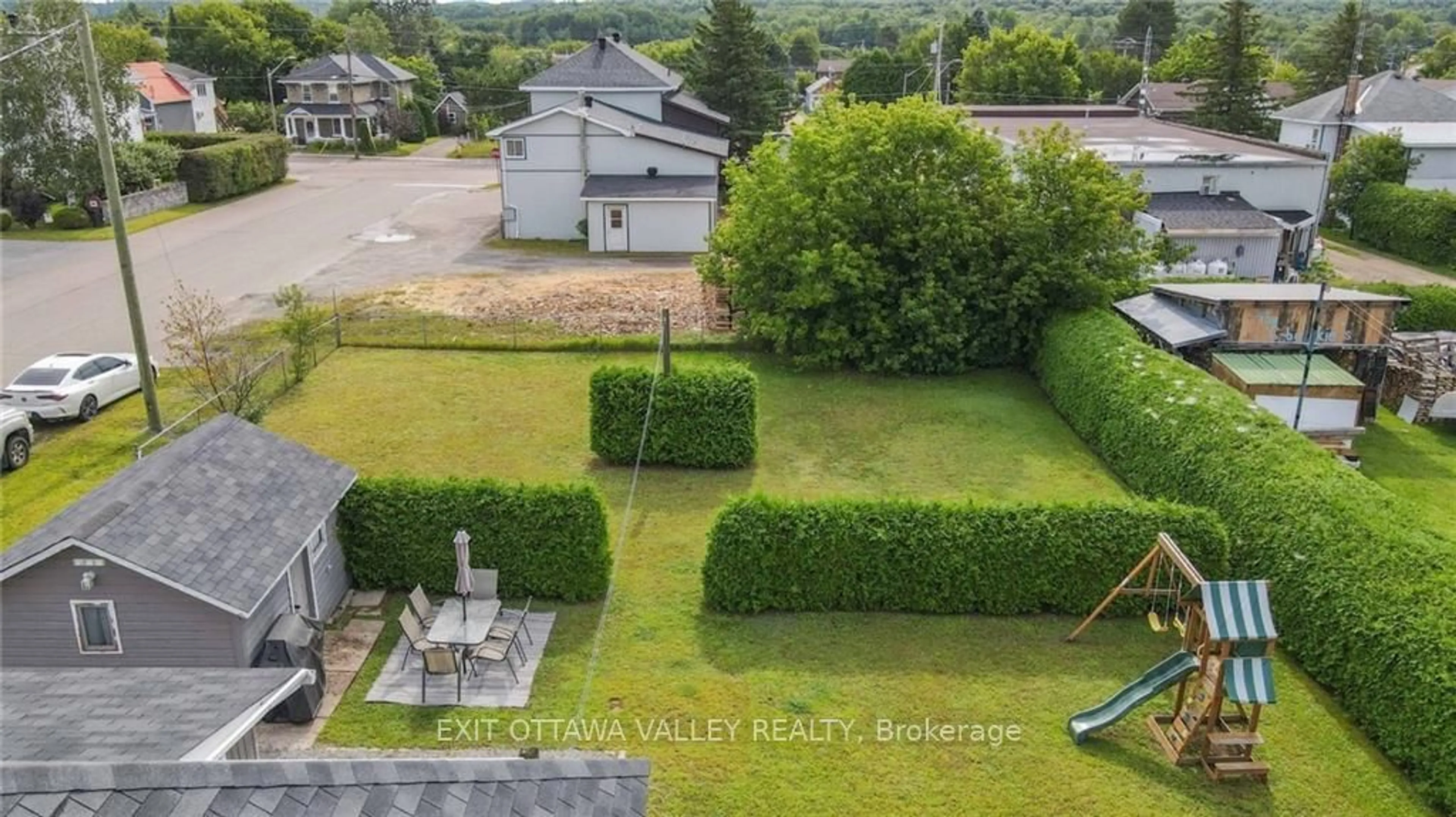 Patio, the fenced backyard for 63 DUNN St, Madawaska Valley Ontario K0J 1B0