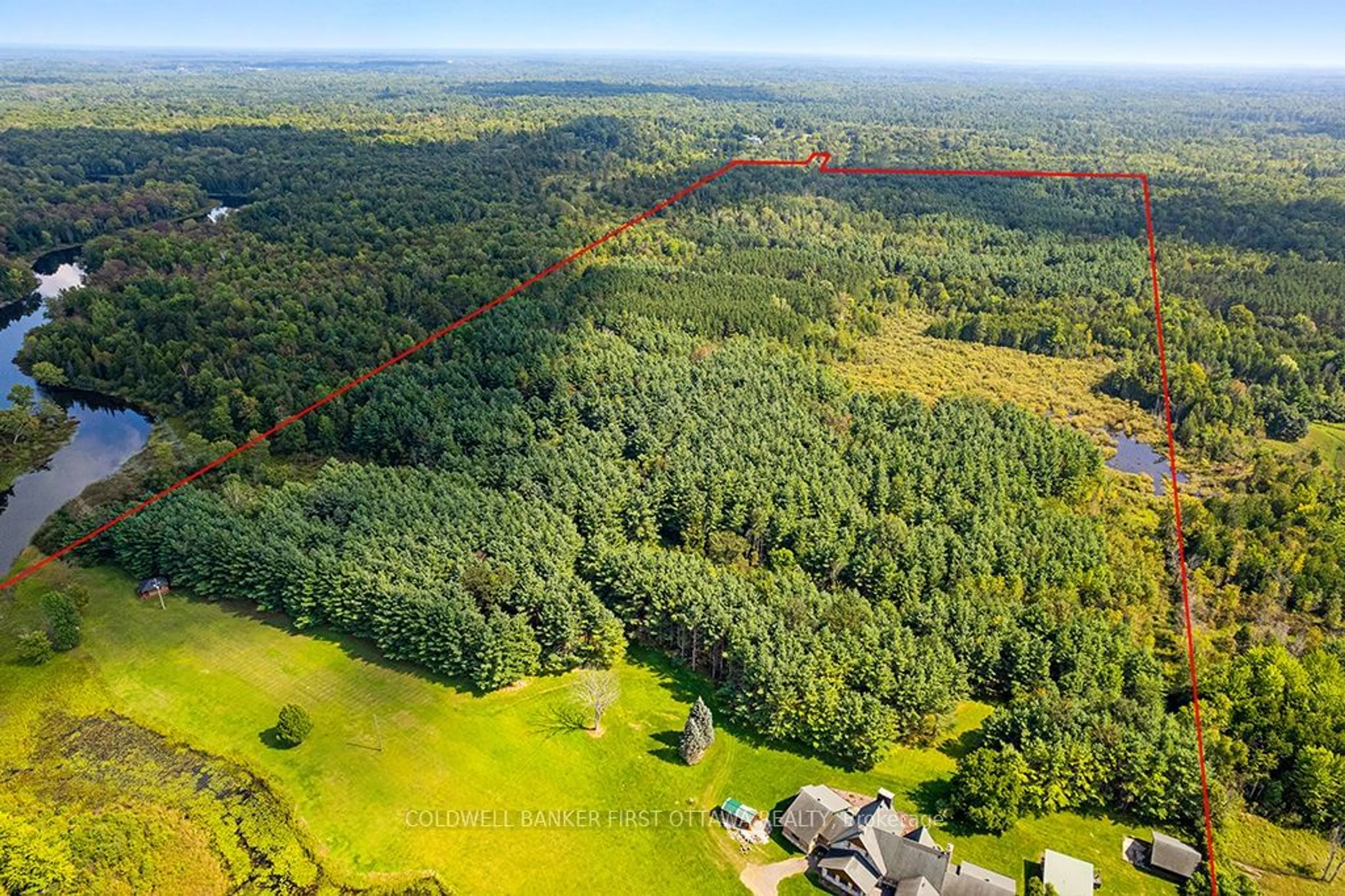 A pic from outside/outdoor area/front of a property/back of a property/a pic from drone, forest/trees view for 2499 BATHURST CONCESSION 2 Rd, Tay Valley Ontario K7H 3C9