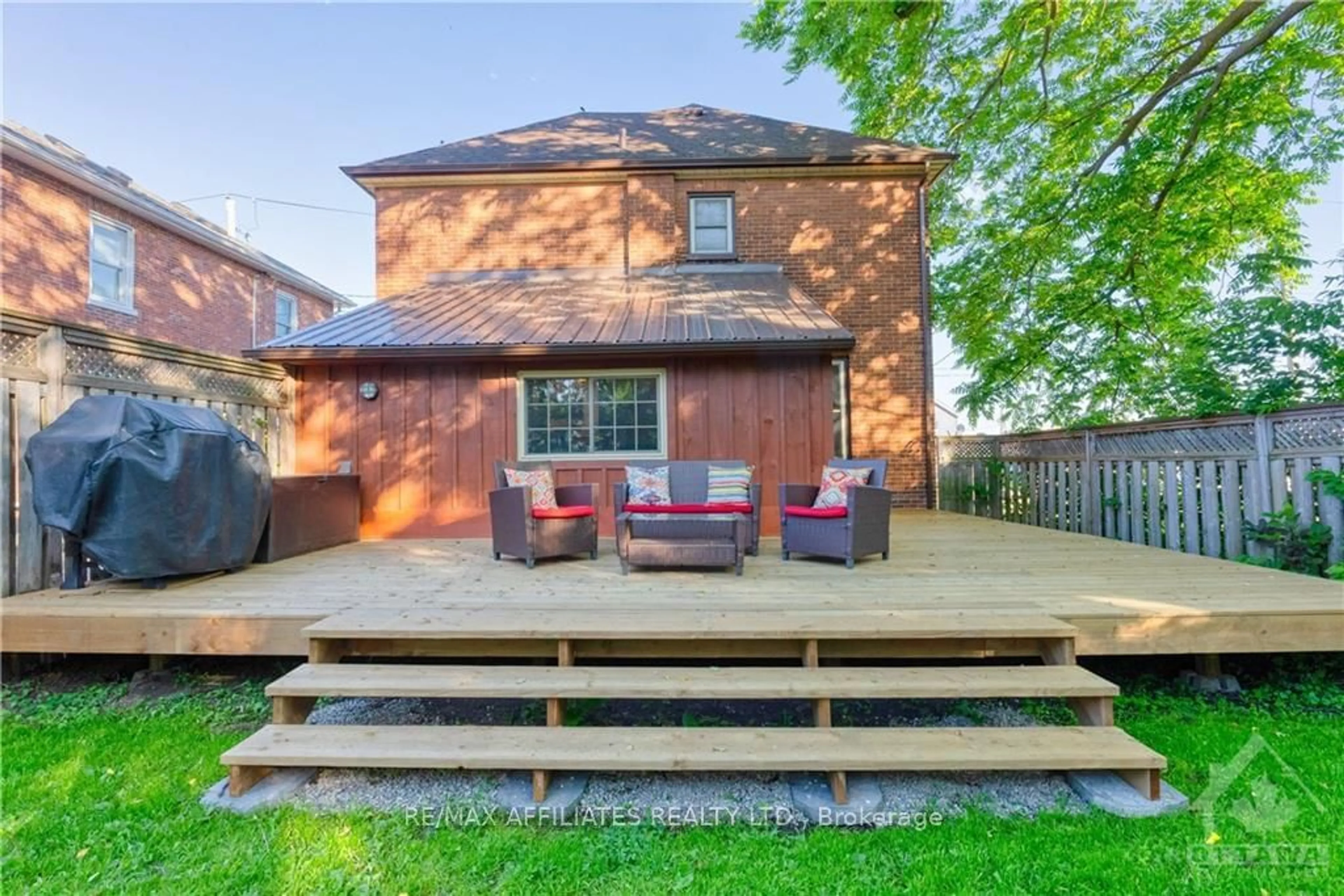 Patio, the fenced backyard for 138 HENRY St, Prescott Ontario K0E 1T0