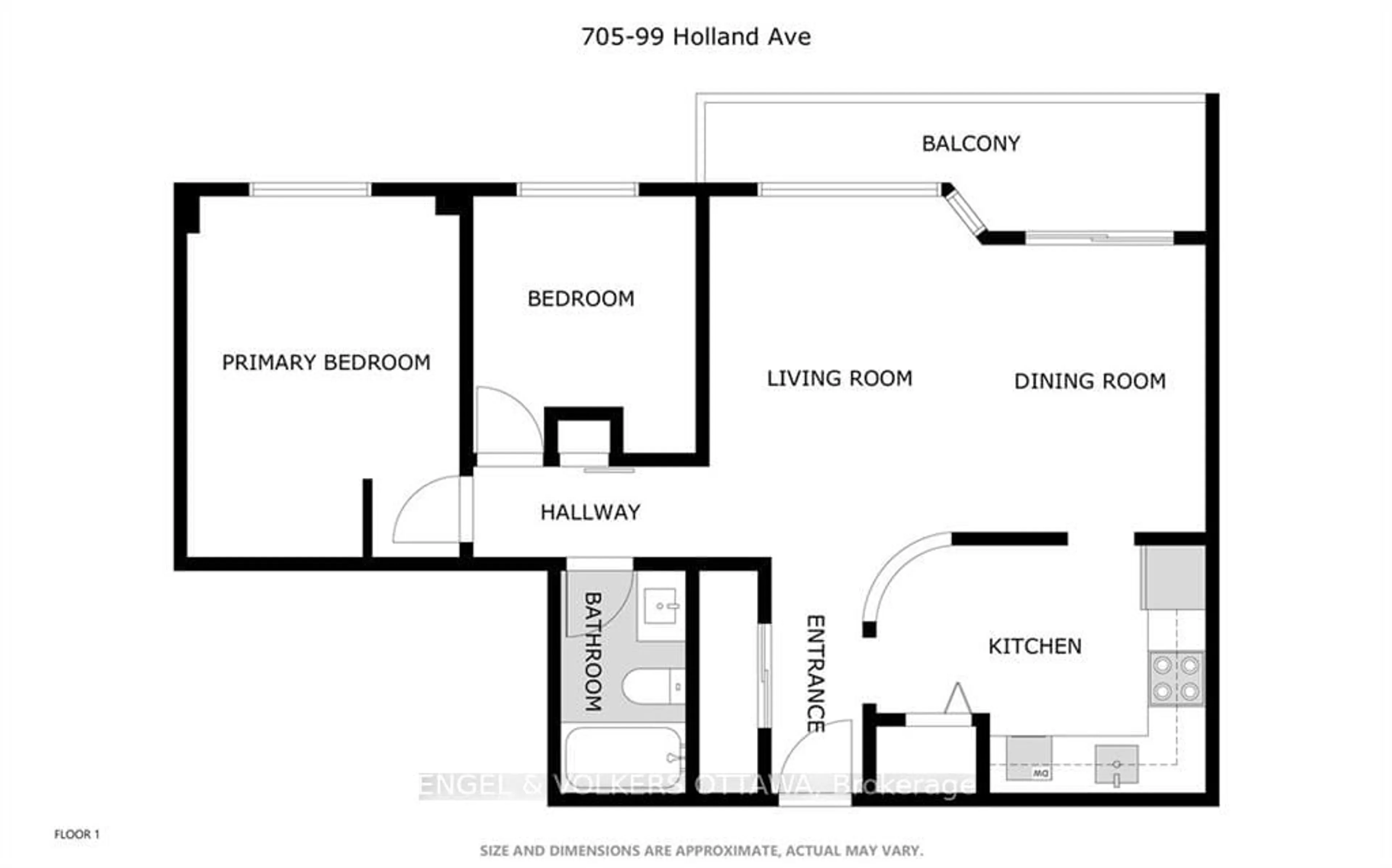 Floor plan for 99 HOLLAND Ave #705, Tunneys Pasture and Ottawa West Ontario K1Y 0Y1