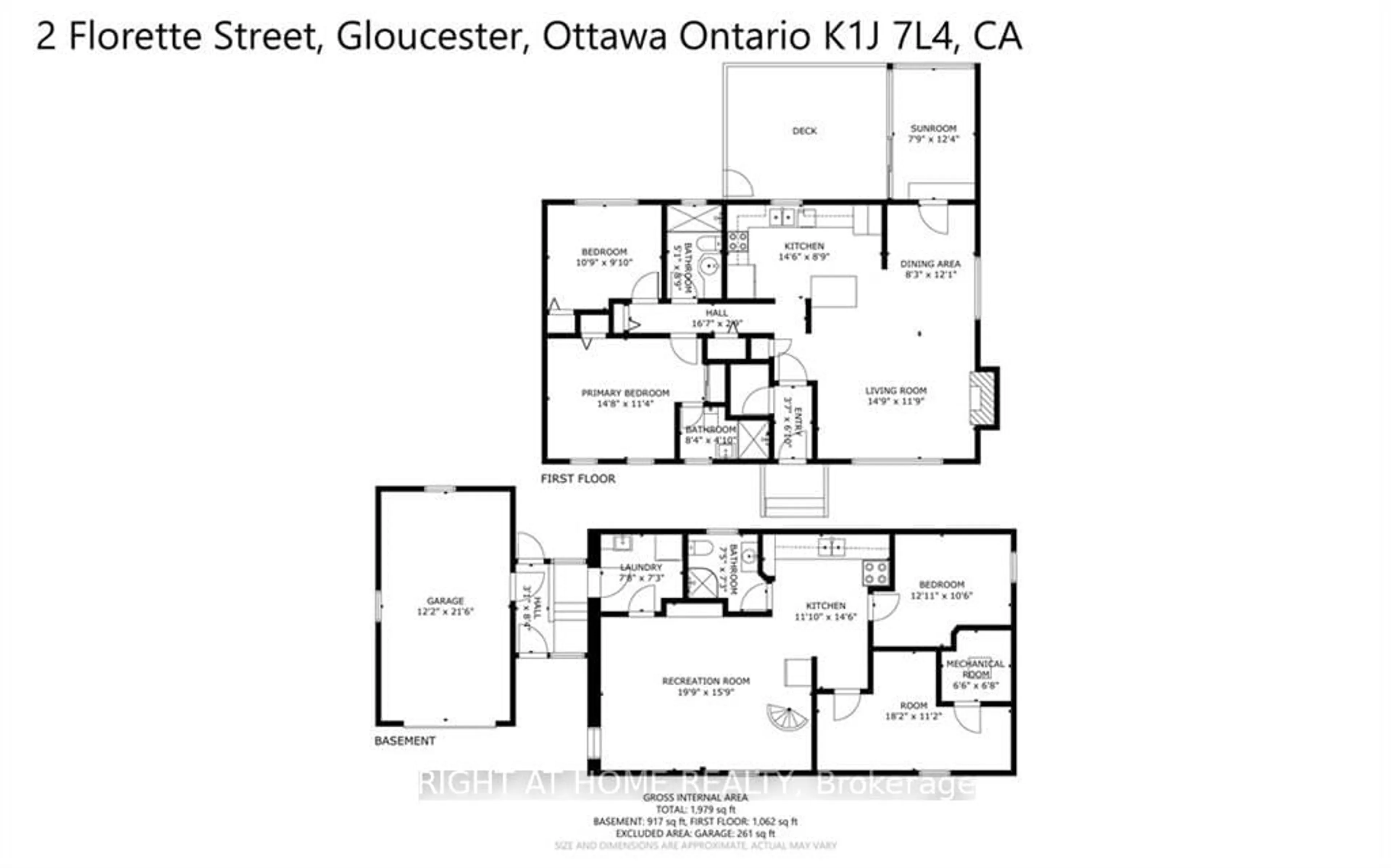 Floor plan for 2 FLORETTE St, Beacon Hill North - South and Area Ontario K1J 7L4