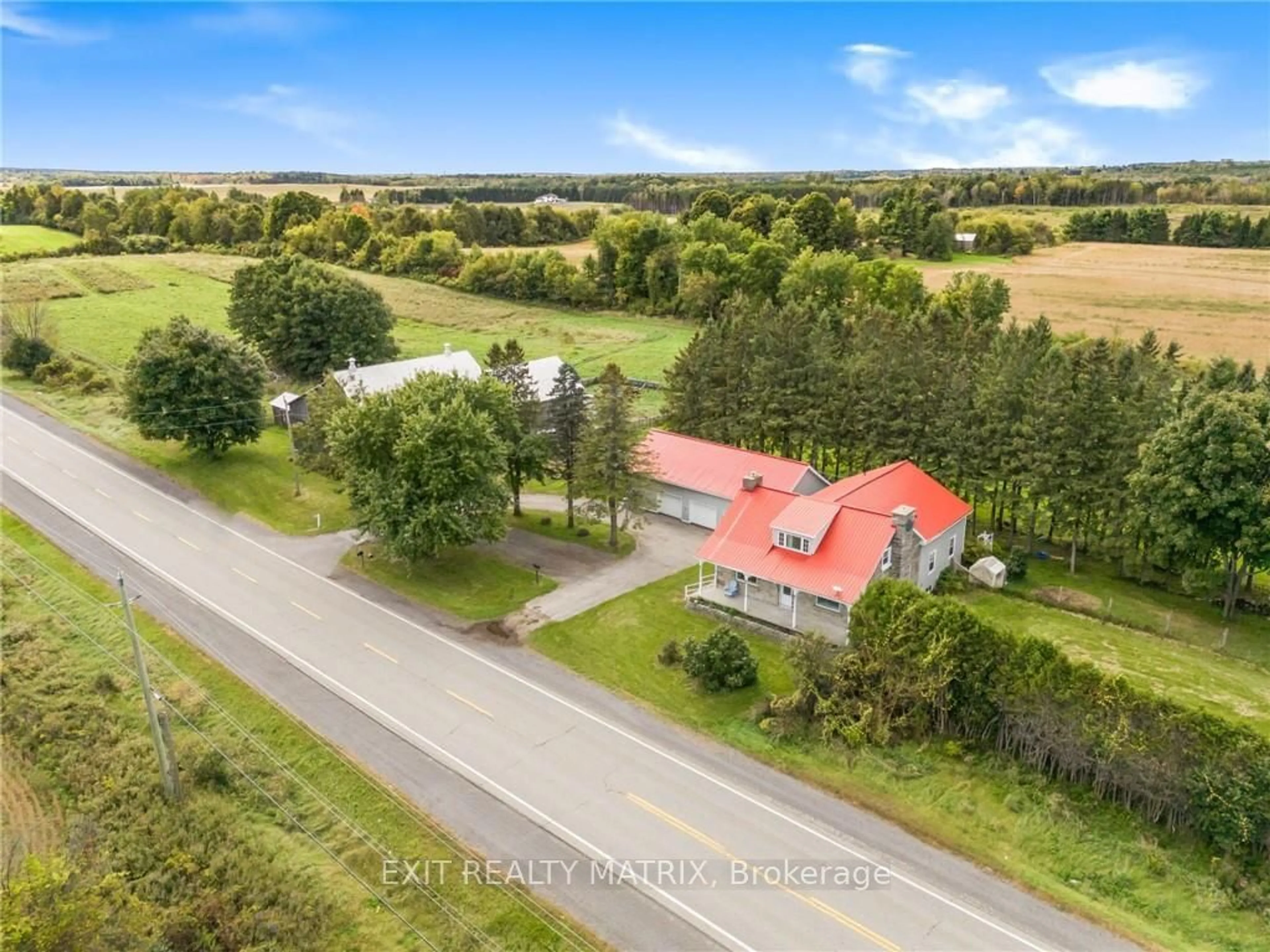 A pic from outside/outdoor area/front of a property/back of a property/a pic from drone, unknown for 3618 HIGHWAY 34 Rd, Champlain Ontario K0B 1R0