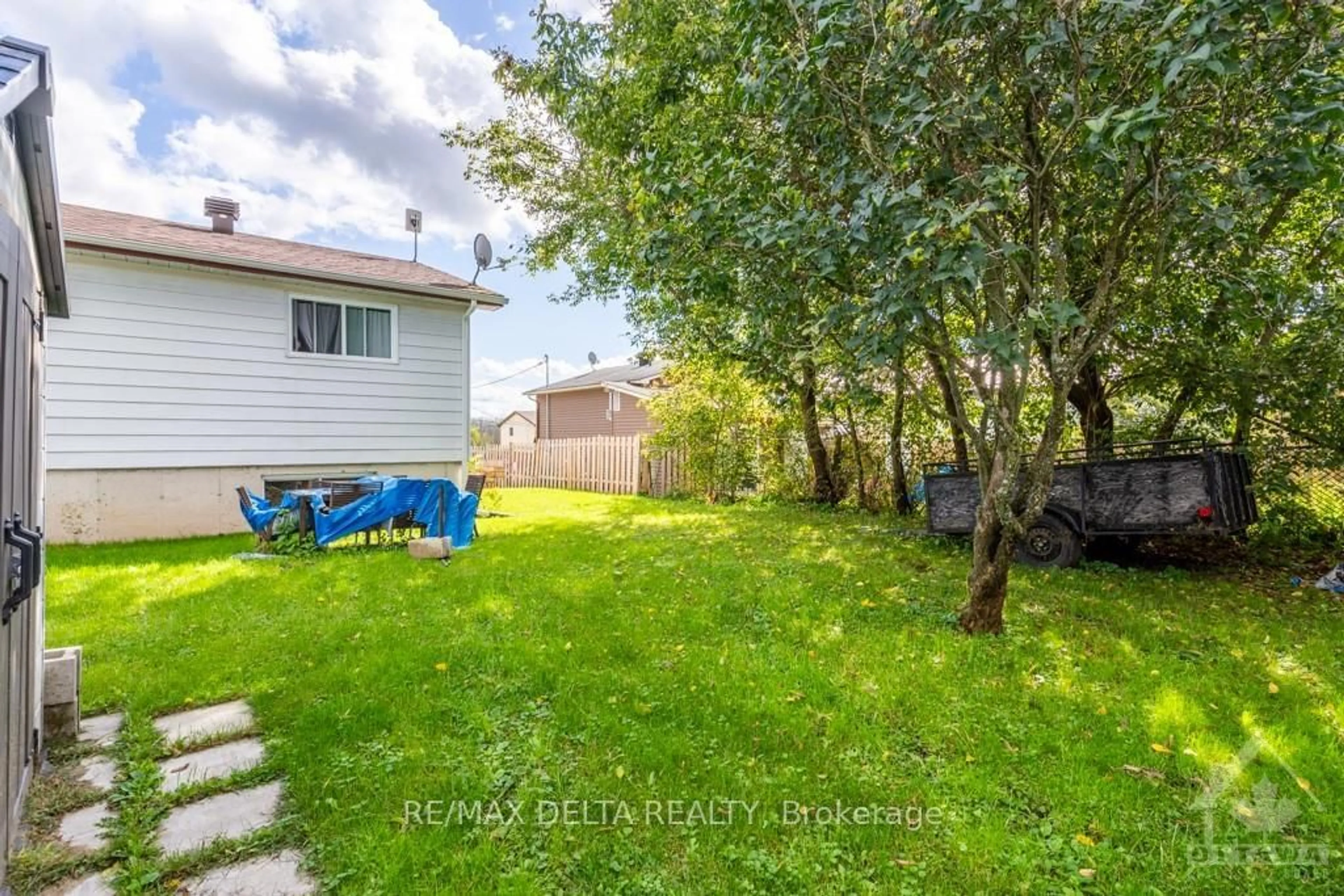 Patio, the fenced backyard for 70 BOYD St, Champlain Ontario K0B 1R0