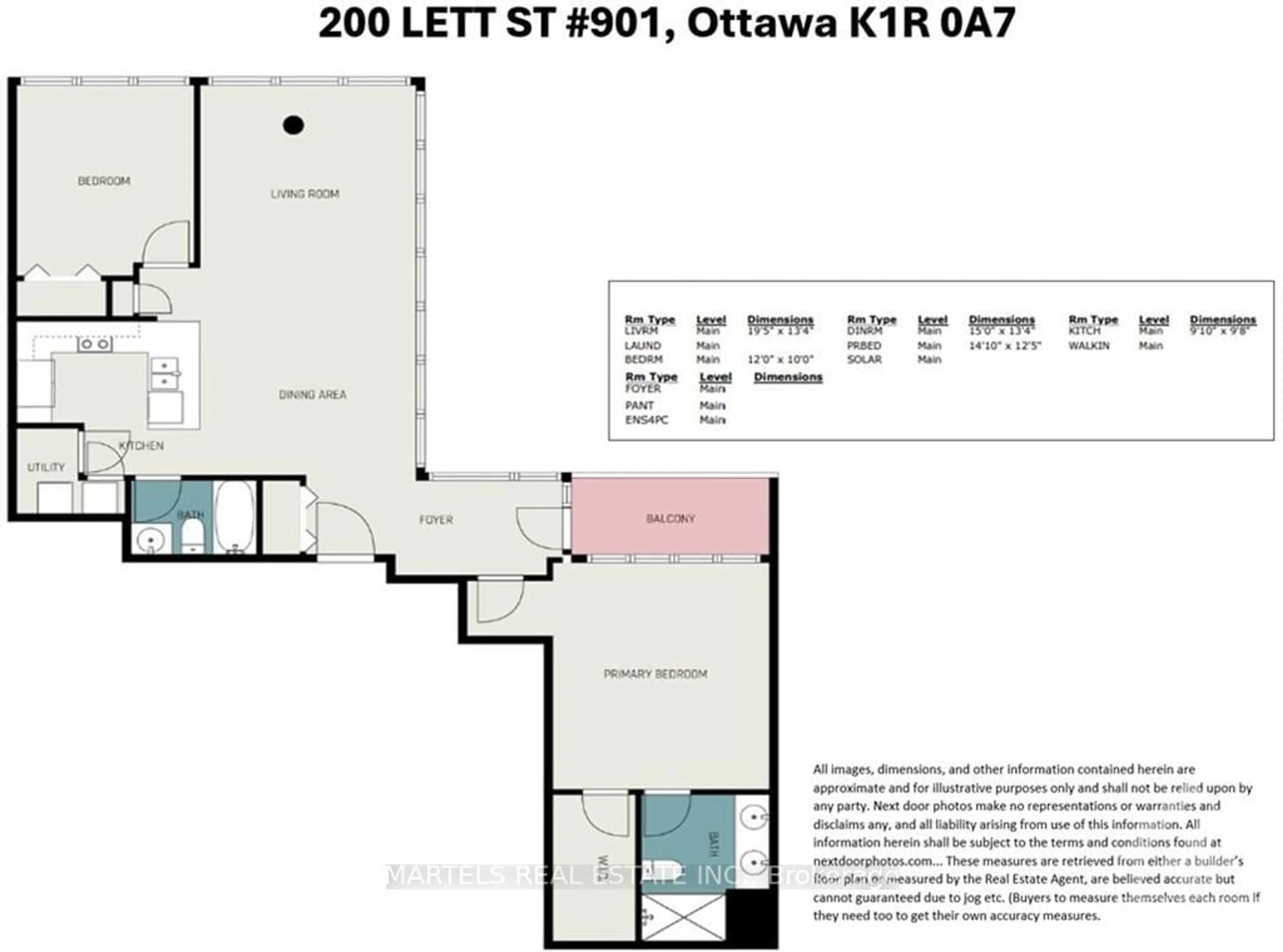 Floor plan for 200 LETT St #901, West Centre Town Ontario K1R 0A7