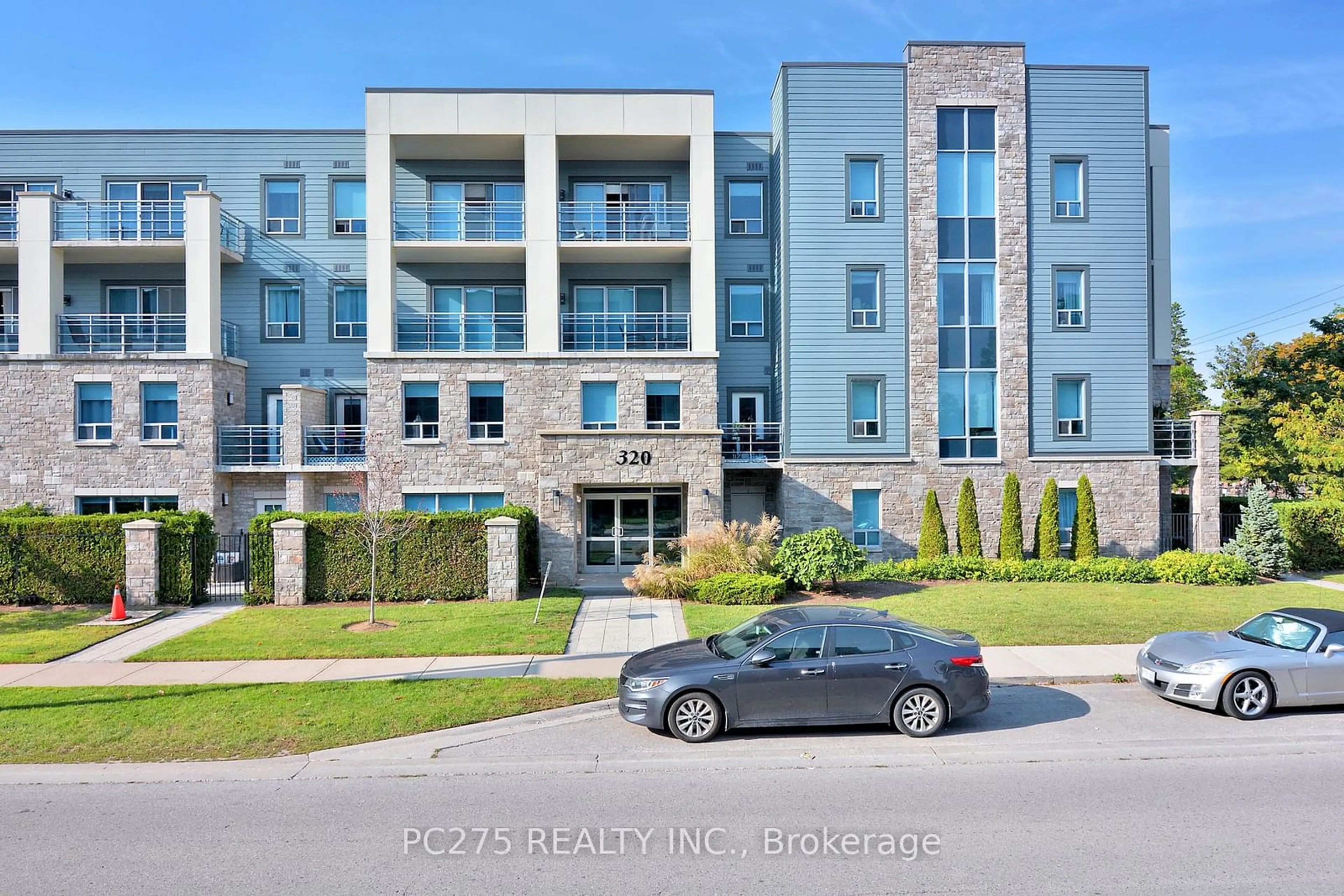 A pic from exterior of the house or condo, the street view for 320 Sugarcreek Tr #230, London Ontario N6H 0G3