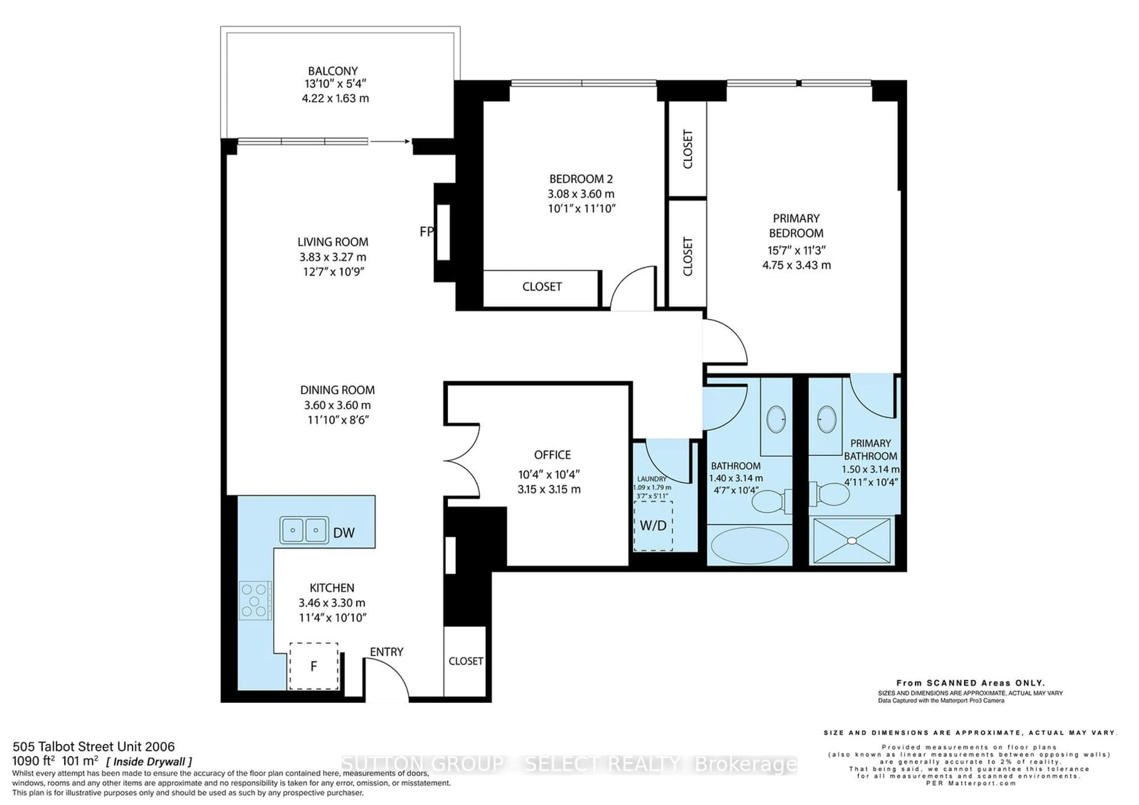 Floor plan for 505 Talbot St #2006, London Ontario N6A 2S6