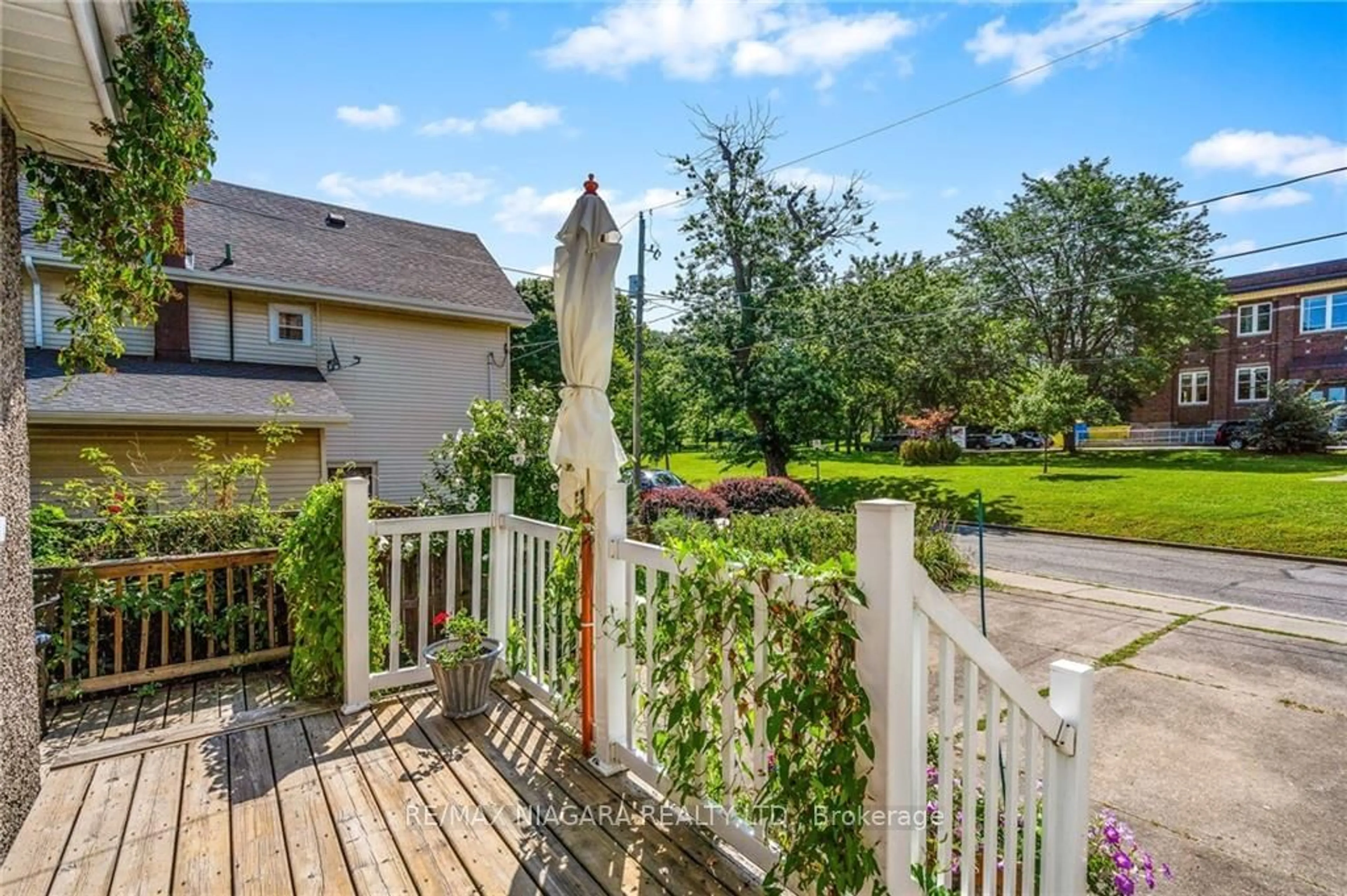 Patio, the fenced backyard for 2 Carleton St, Thorold Ontario L2V 2A3