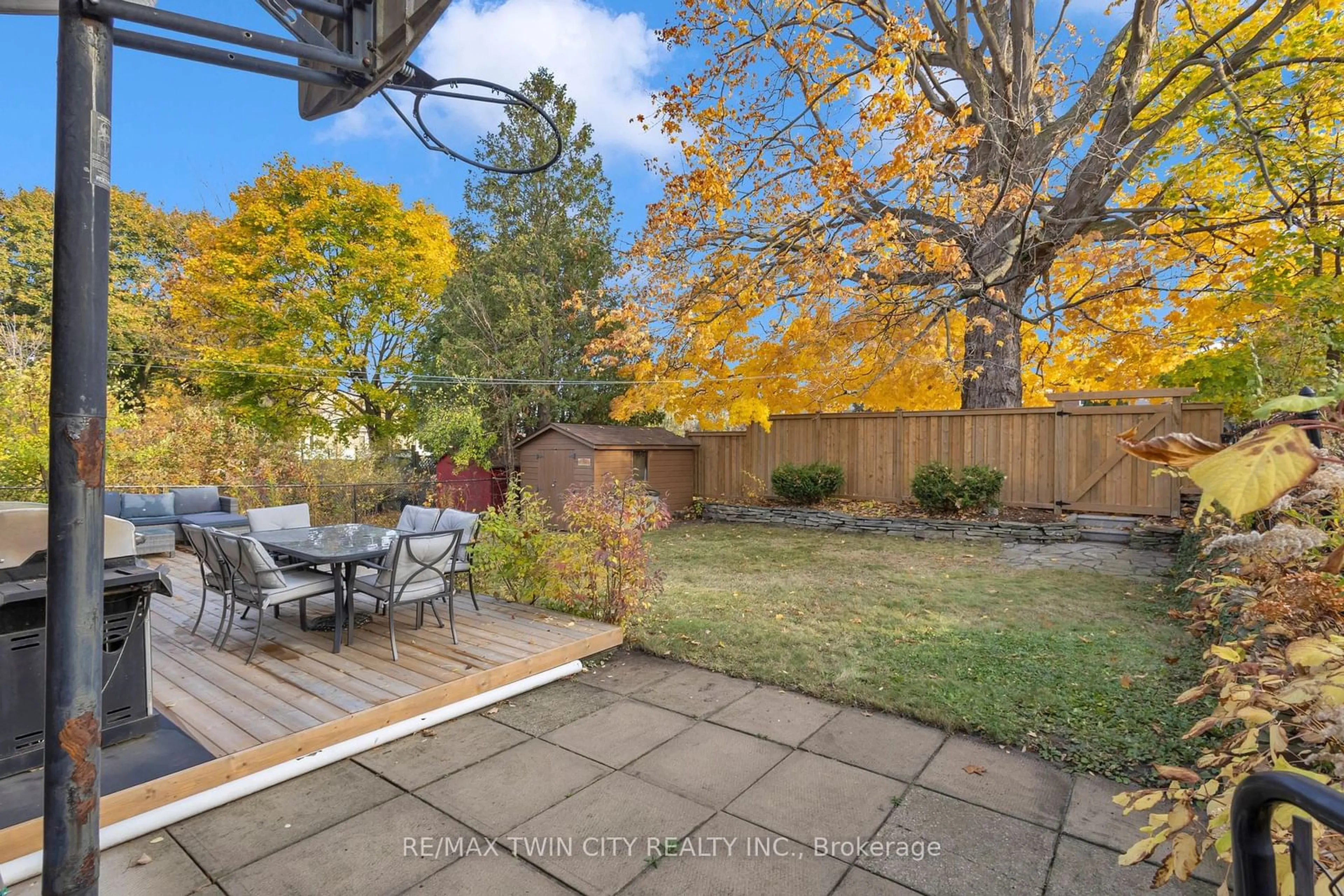 Patio, the fenced backyard for 57 Patricia Ave, Kitchener Ontario N2M 1J4