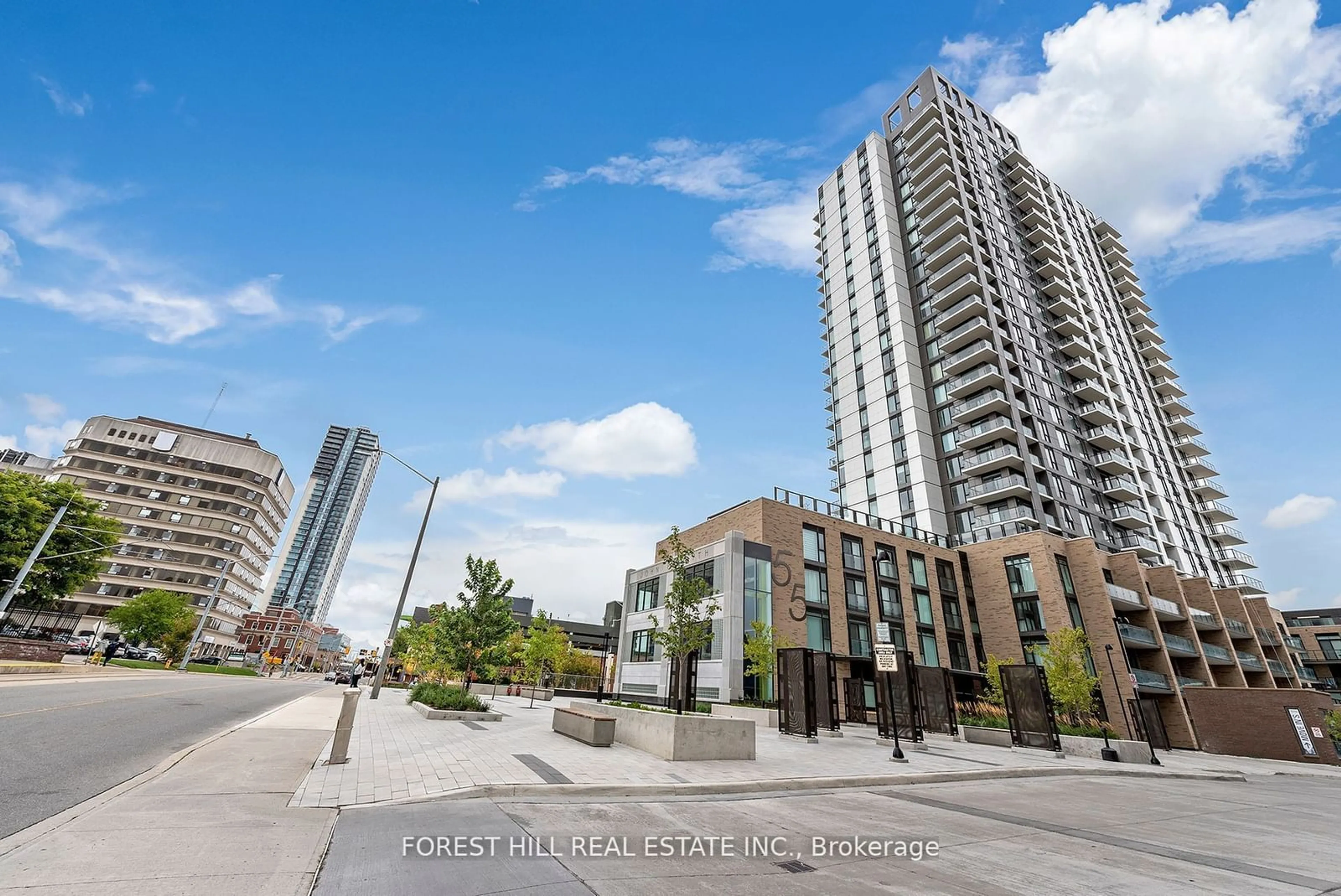 A pic from exterior of the house or condo, the view of city buildings for 55 Duke St #1704, Kitchener Ontario N2H 0C9