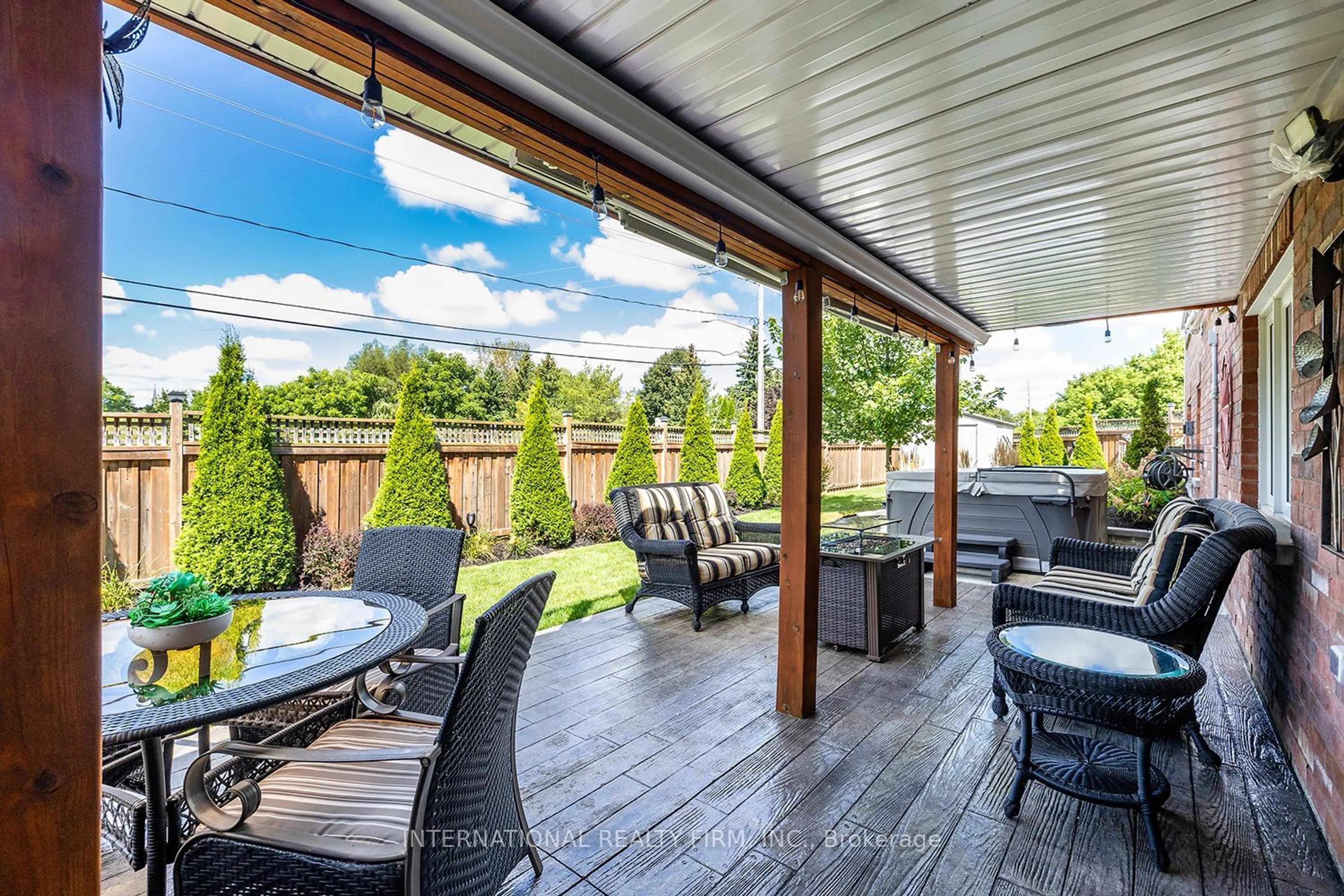 Patio, the fenced backyard for 27 Milner Crt, Kawartha Lakes Ontario K9V 0L2