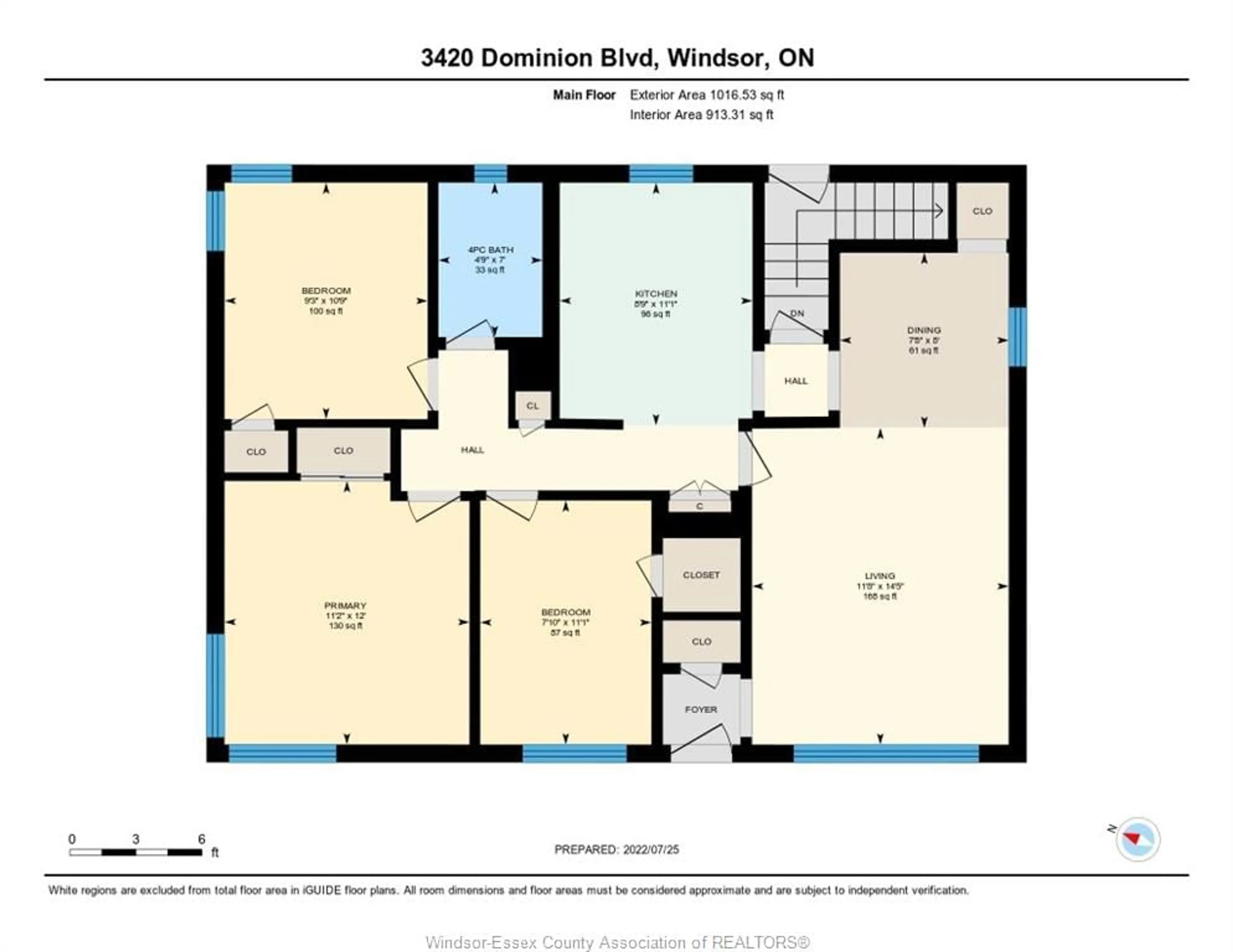Floor plan for 3420 DOMINION, Windsor Ontario N9E 2N7