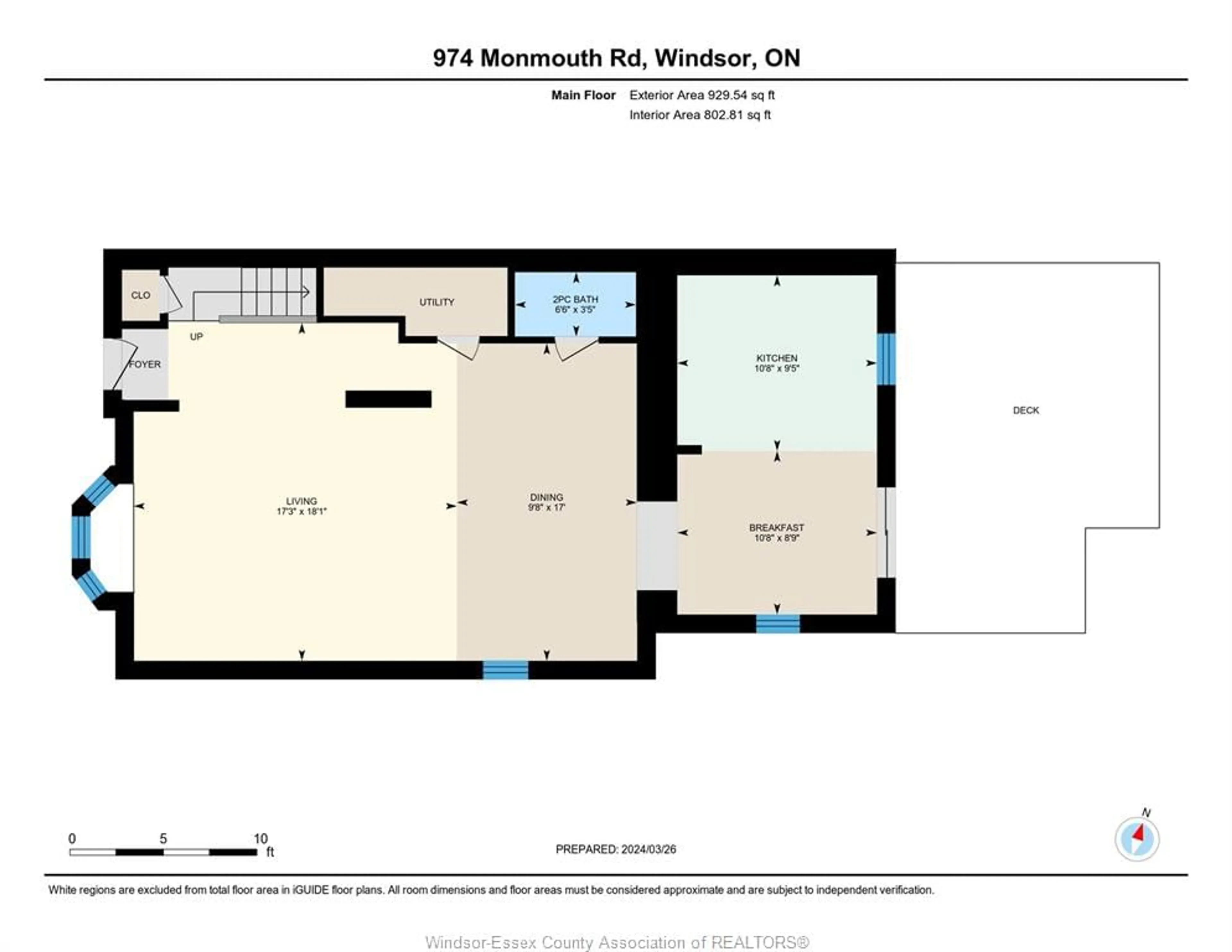Floor plan for 974 MONMOUTH, Windsor Ontario N8Y3L7