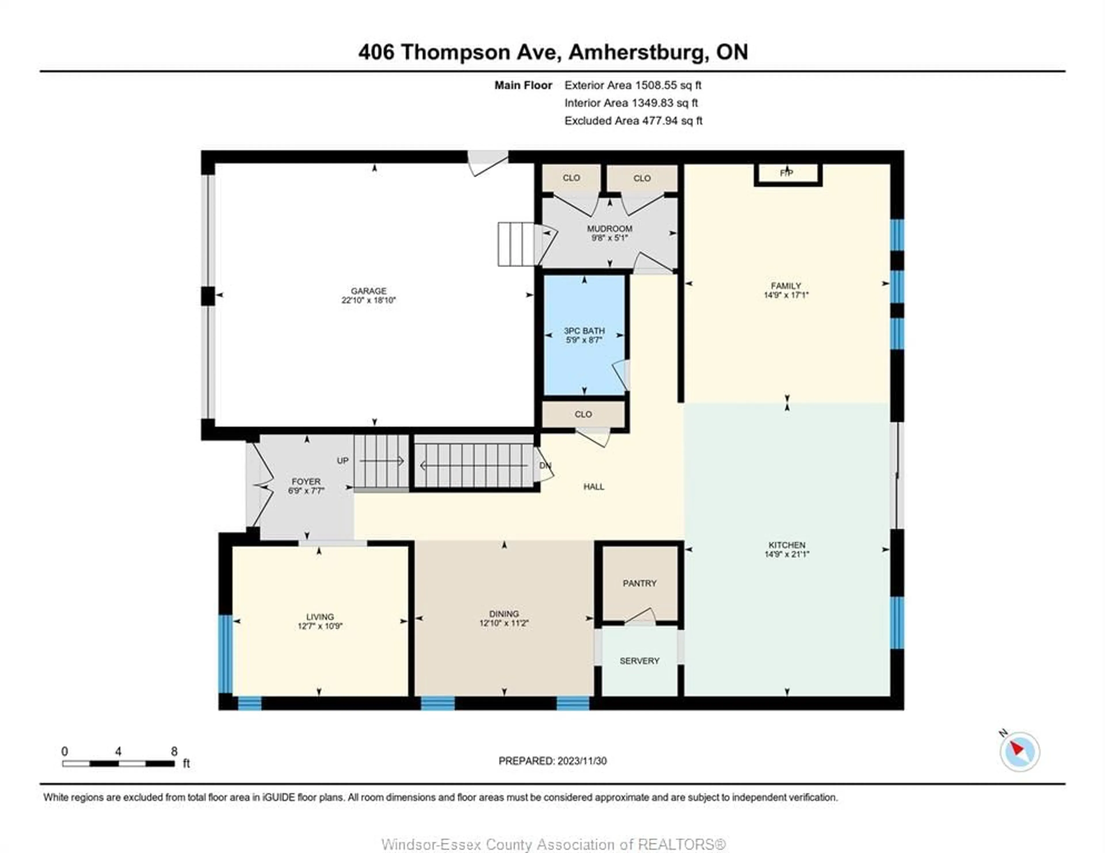 Floor plan for 406 Thompson, Amherstburg Ontario N9V 4B6