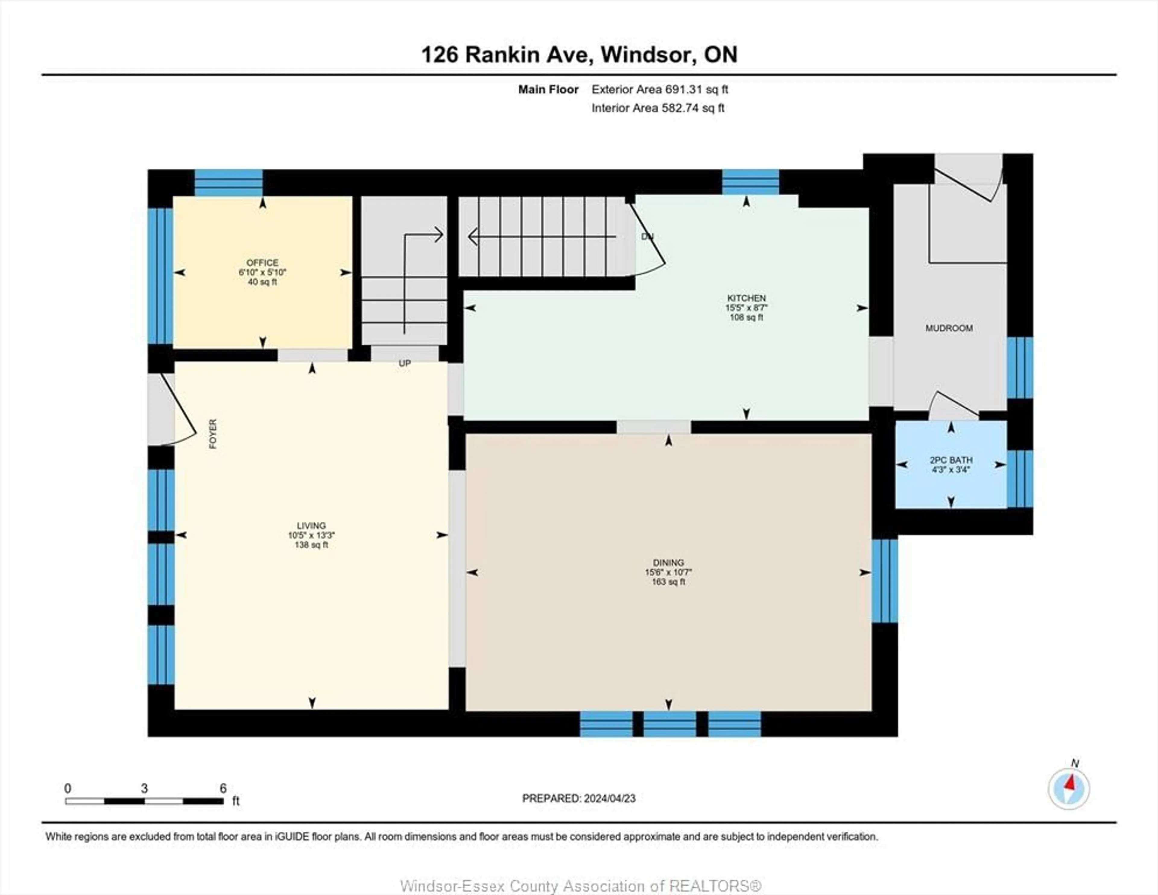 Floor plan for 126 Rankin, Windsor Ontario N9B 2R5